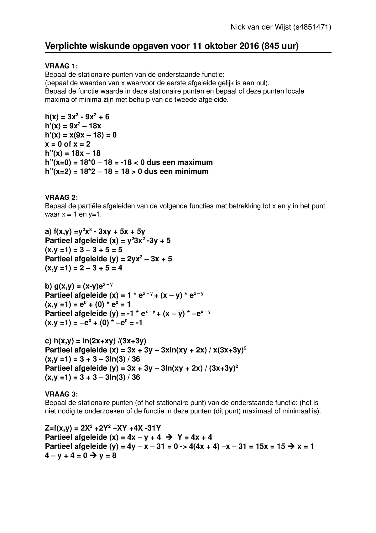 Antwoorden Wiskunde Deel 2 Nick Van Der Wijst S Verplichte Wiskunde Opgaven Voor 11 Studeersnel