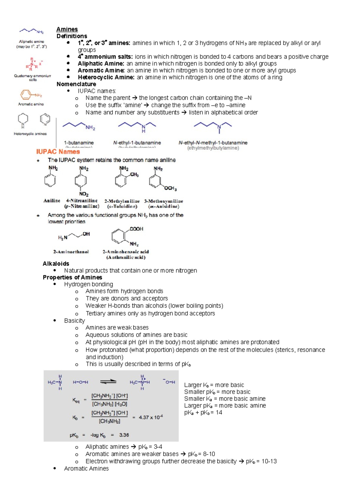 Amines - definition, reaction and pathways - Amines Definitions 1 , 2 ...