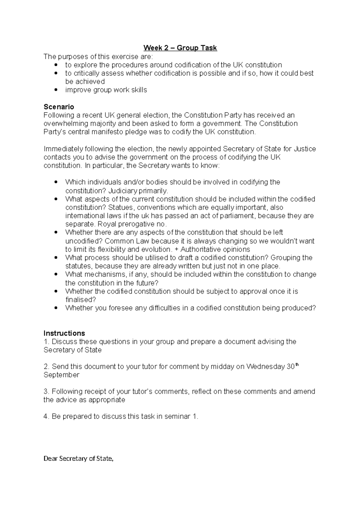 2. Group Task - Week 2 – Group Task The purposes of this exercise are ...