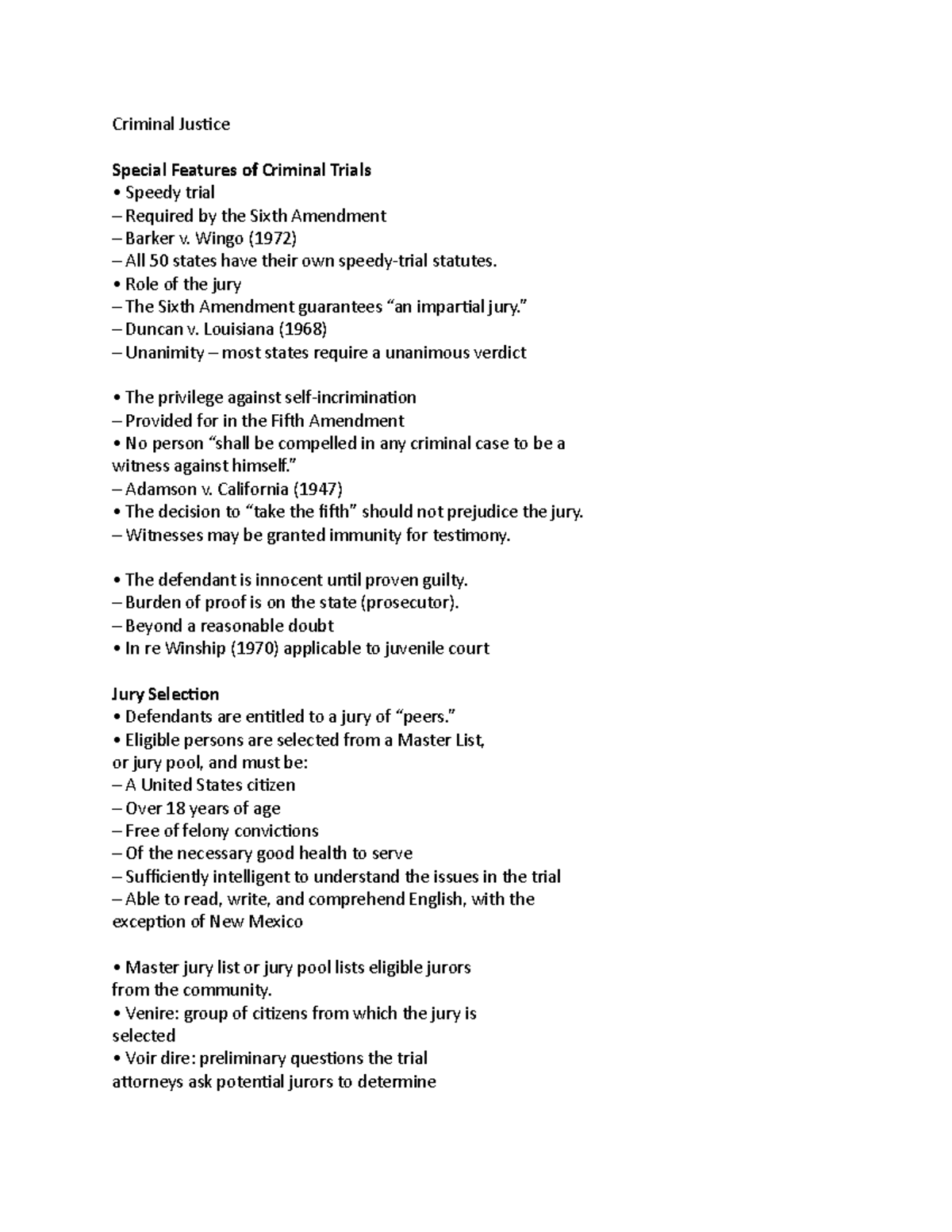 Criminal Justice Class Notes - Criminal Justice Special Features of ...