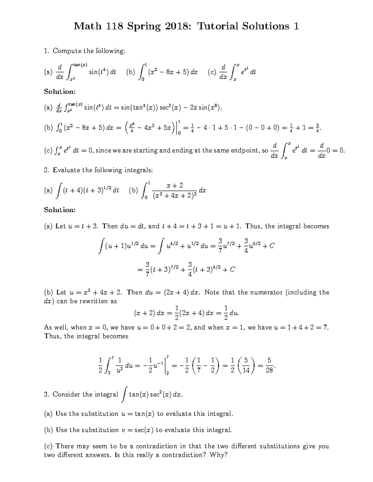 Math 118 Spring 2018: Tutorial Solutions 1 - Math 118 Spring 2018 ...