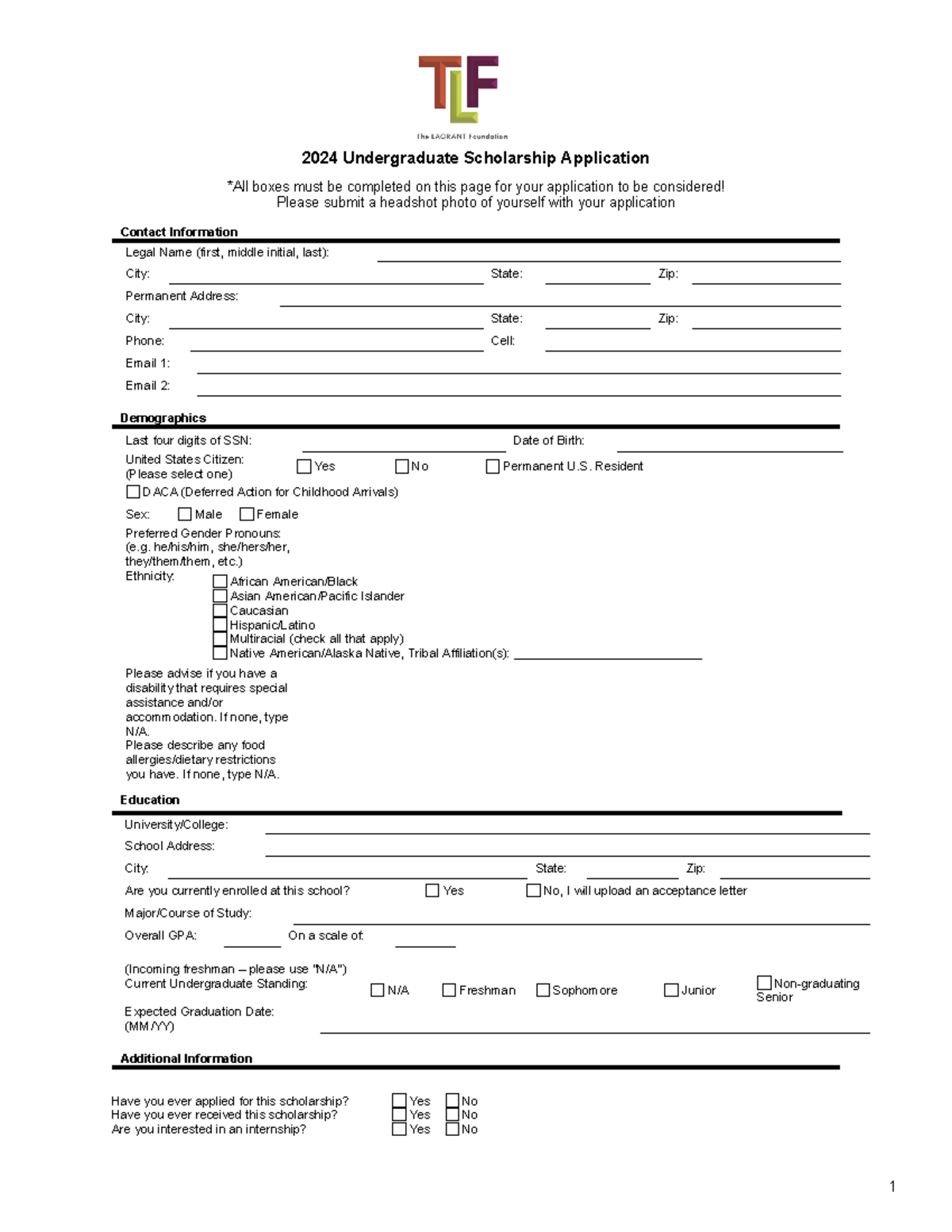 2024 UG Application - *All boxes must be completed on this page for ...