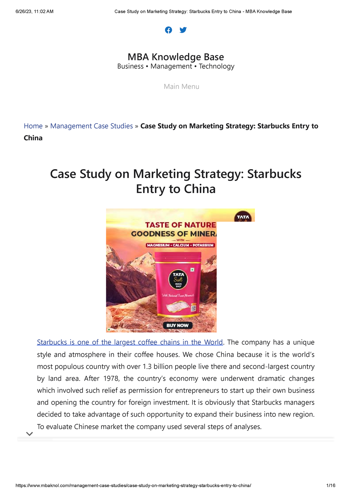 starbucks mba case study