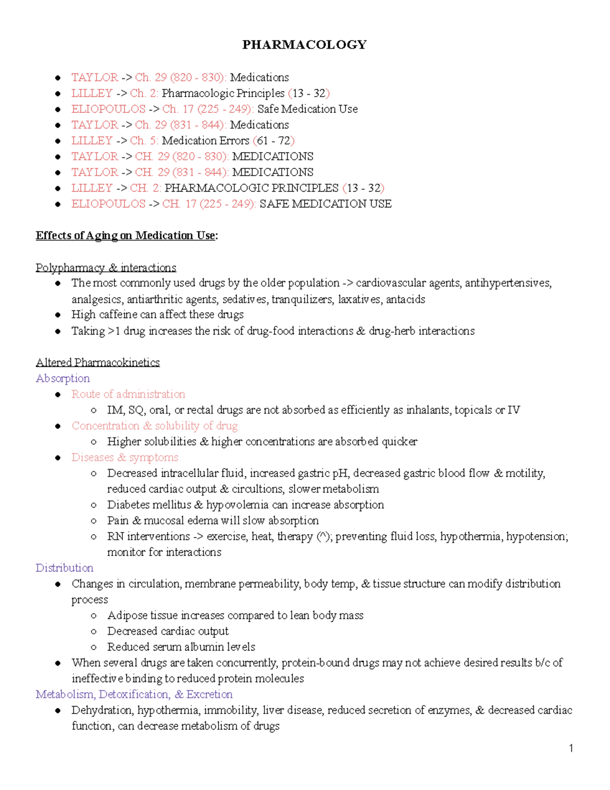 Nursing Pharmacology Notes, N11 - PHARMACOLOGY TAYLOR -> Ch. 29 (820 ...