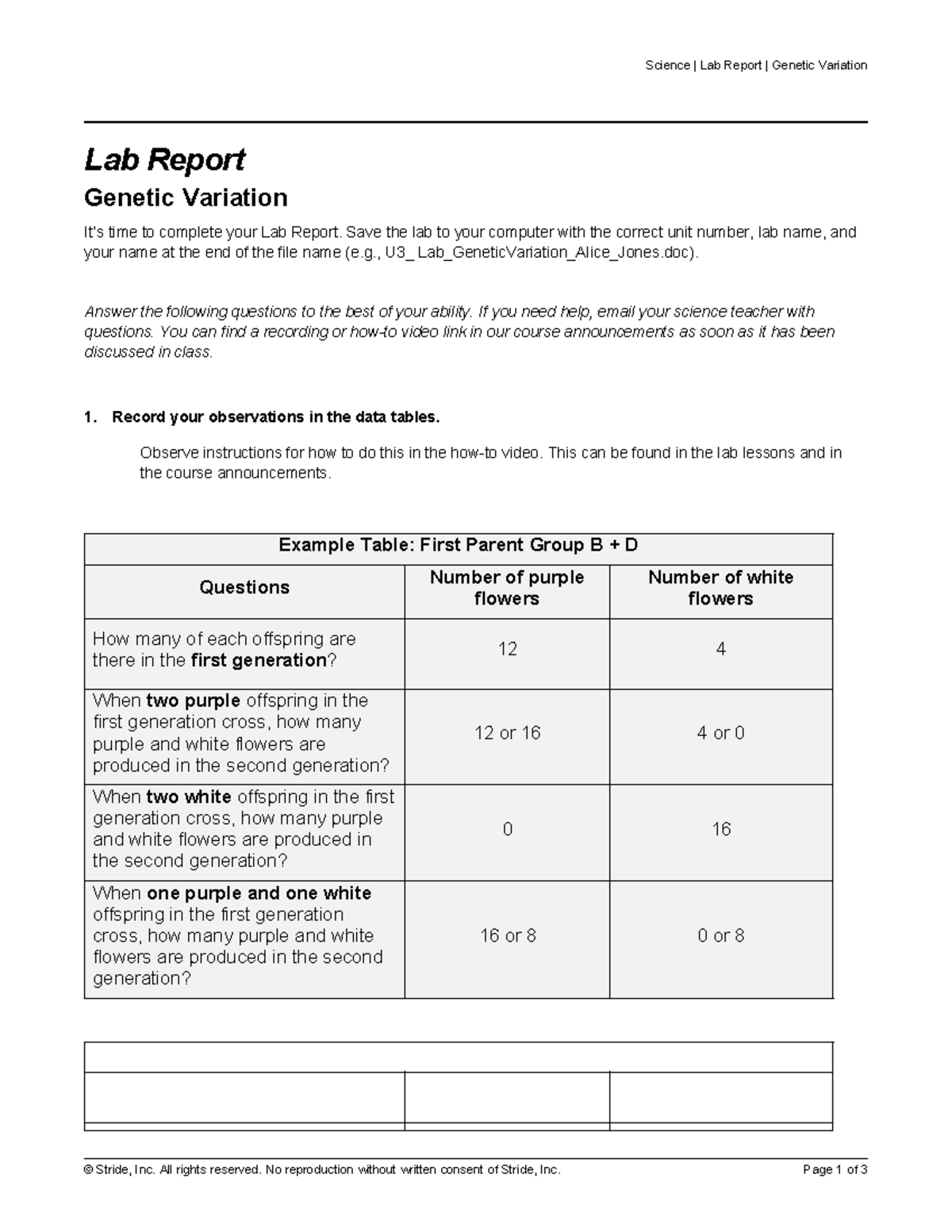 Sem2 Unit 3 Lab Report Variation 3 Science Lab Report