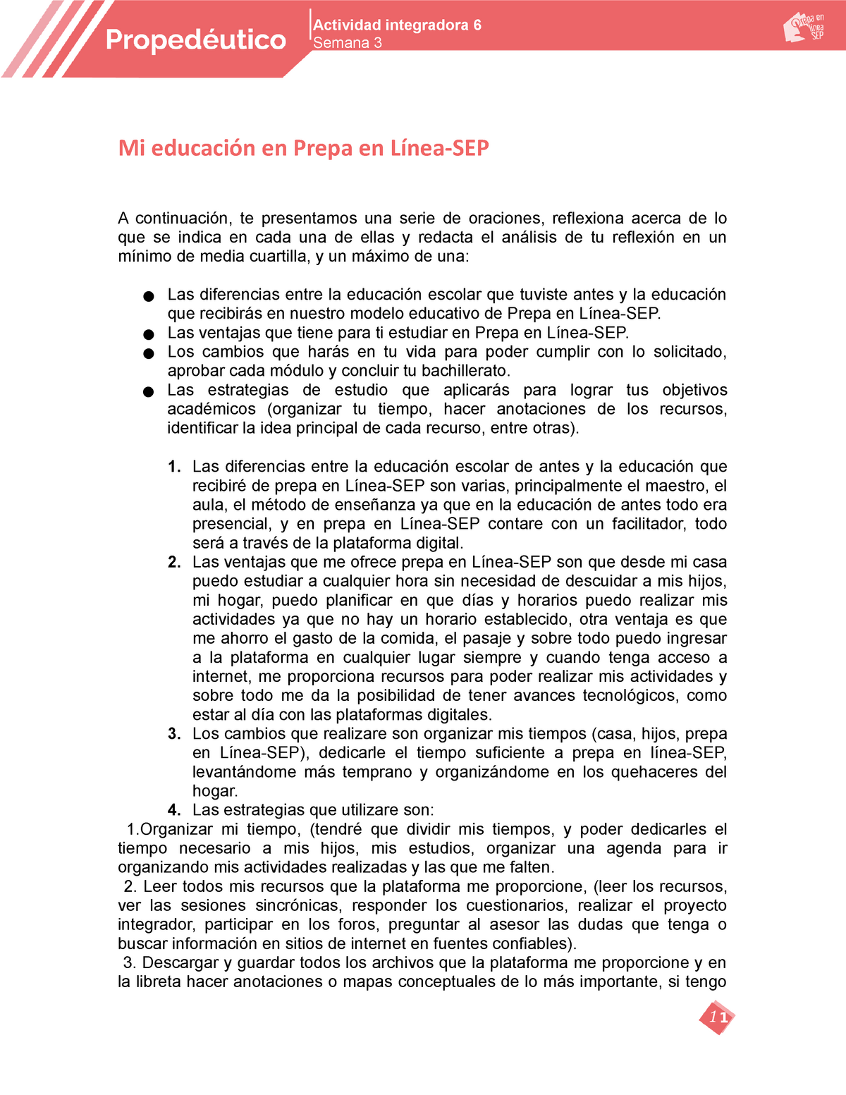 Actividad Integradora Modulo Propedeutico Prepa En Linea Sep Tutorial