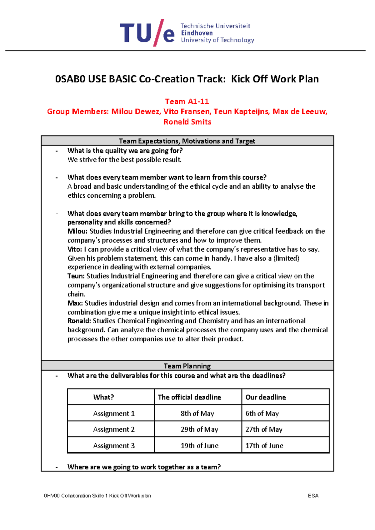 Kick Off Work Plan USEbasic CC 2004 16 0SAB0 USE BASIC CoCreation