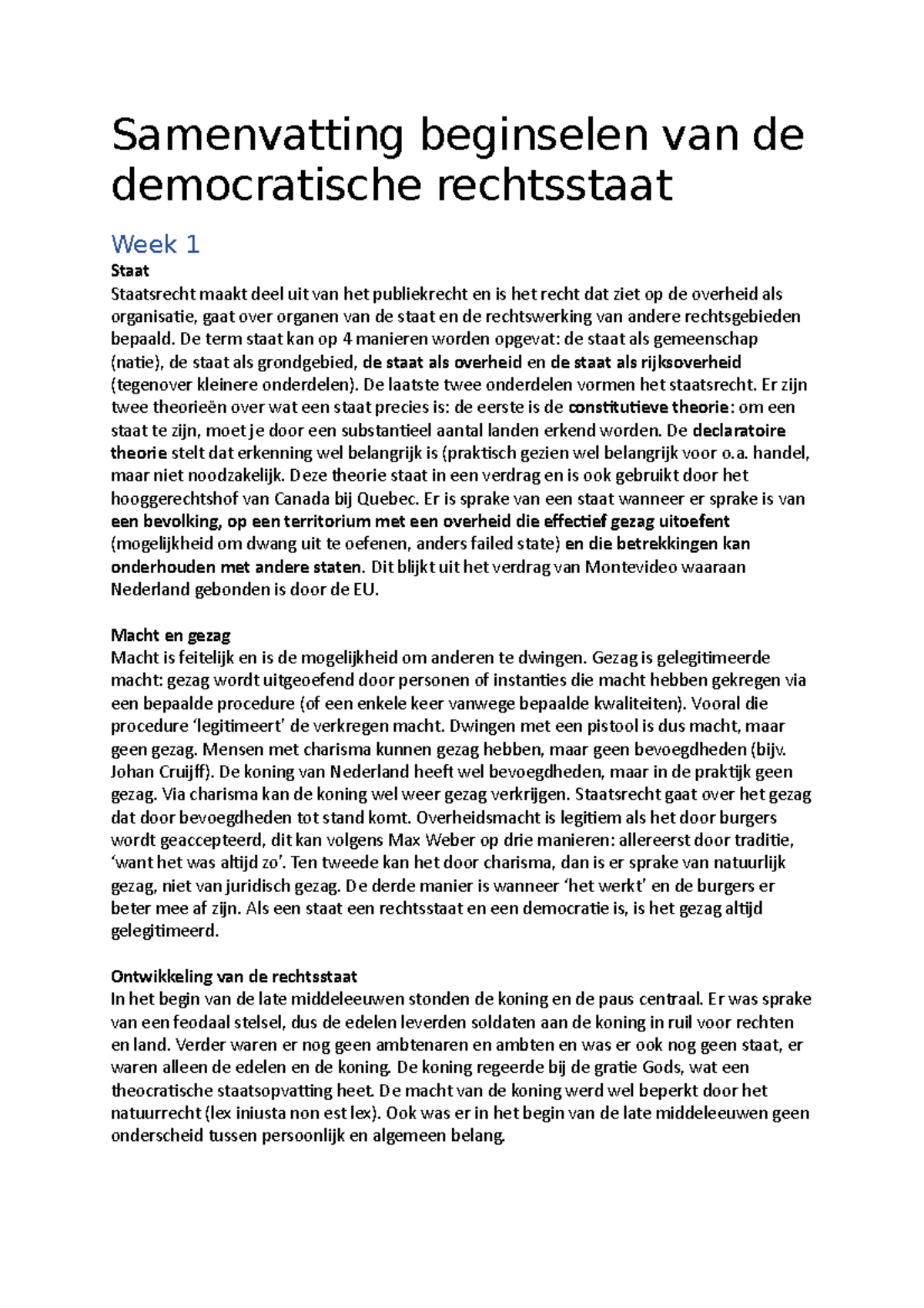 Leerpunten Oefententamen - Samenvatting Beginselen Van De Democratische ...