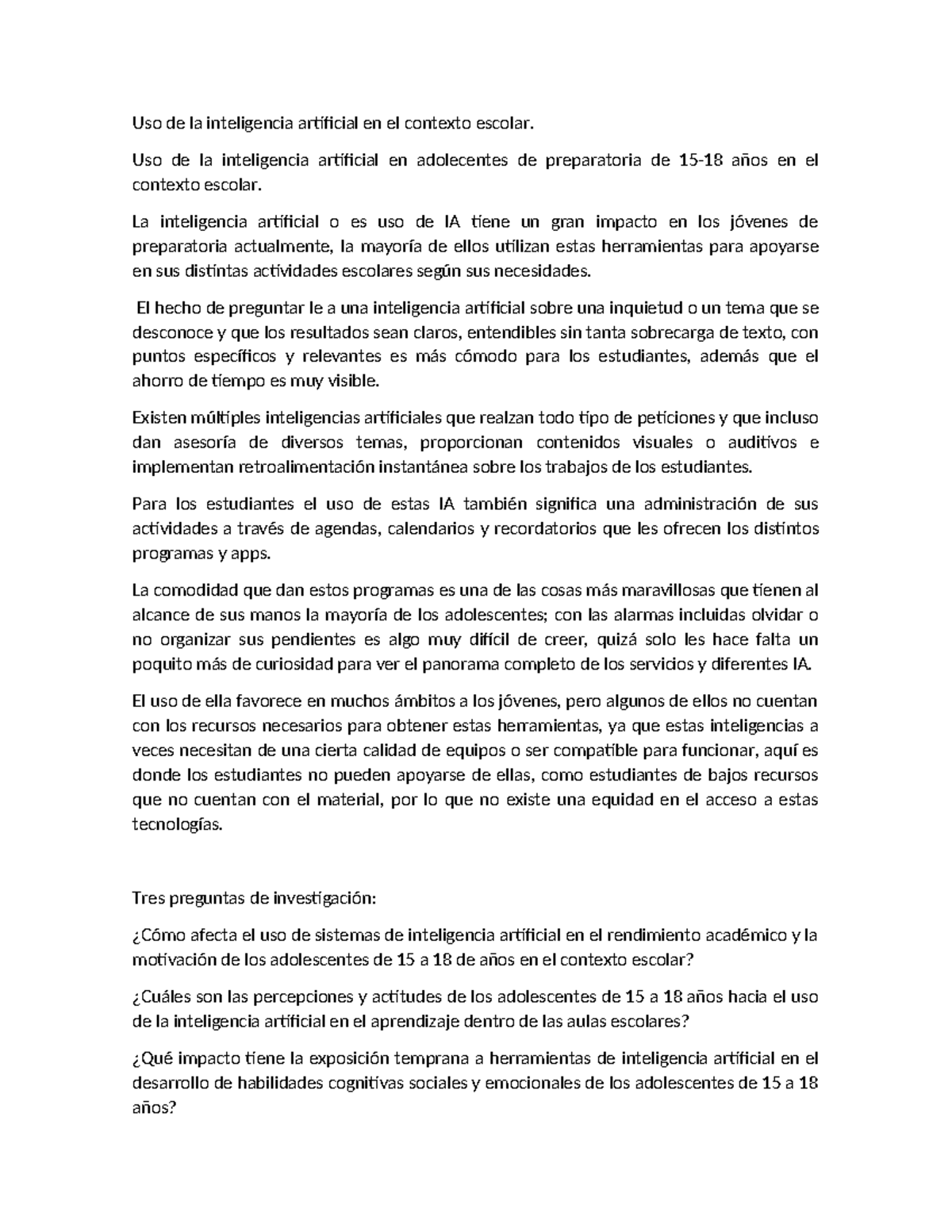 Uso de la inteligencia artificial en el contexto escolar - Uso de la ...