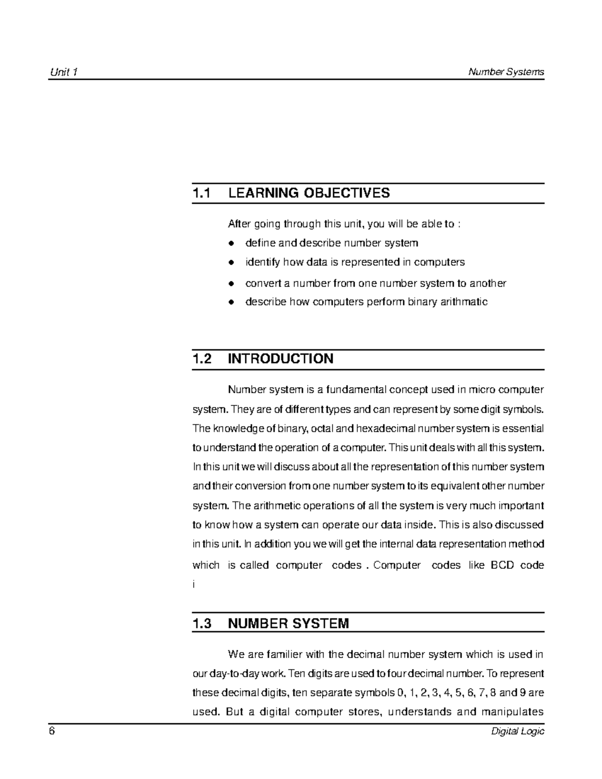 Module 3-CFD- Notes - Unit 1 Number Systems 1 LEARNING OBJECTIVES After ...