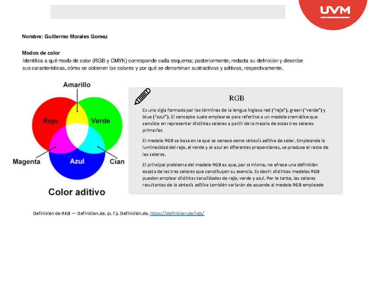 Modos Color y sus agregados - Teoria y manejo del color - UVM - Studocu