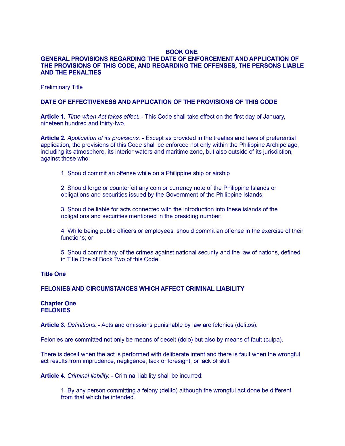 Criminal Law Book 1 BOOK ONE GENERAL PROVISIONS REGARDING THE DATE OF   Thumb 1200 1553 