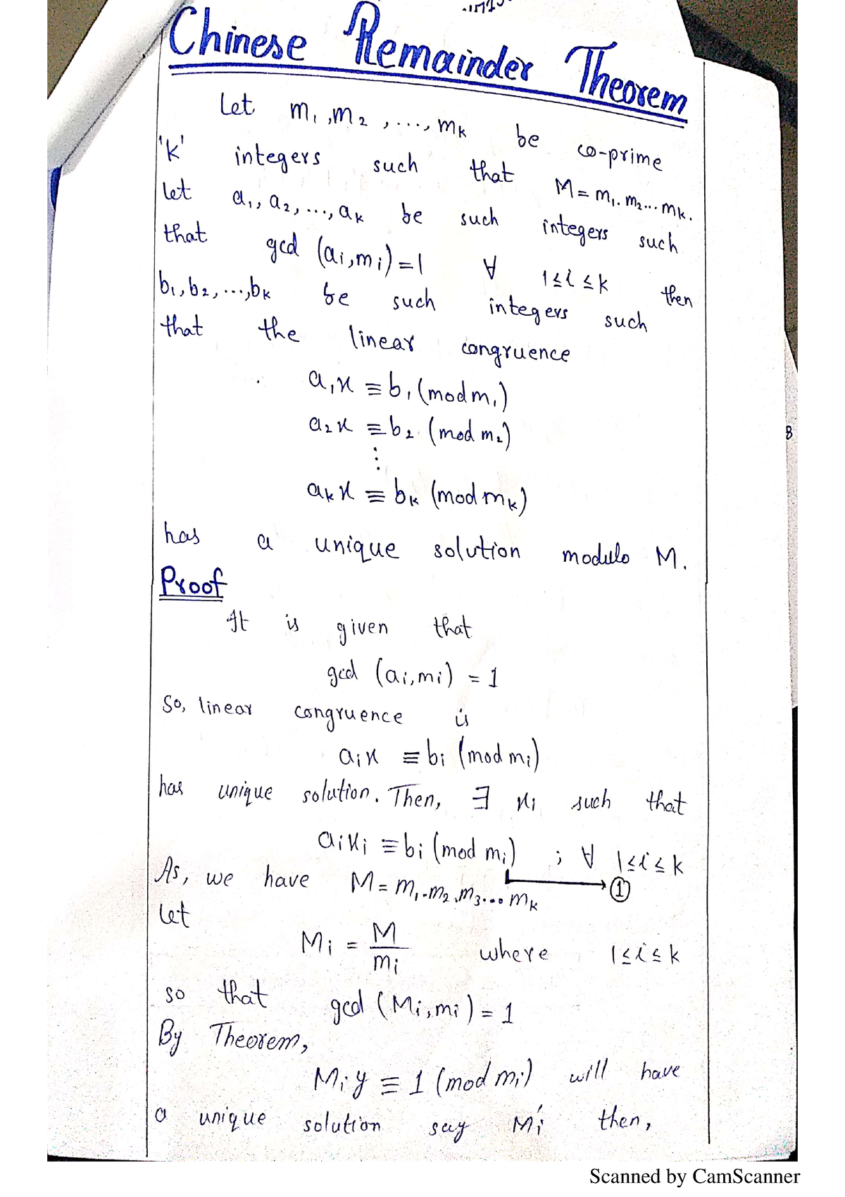 Chinies Remainder Theorem - Number Theory - Studocu