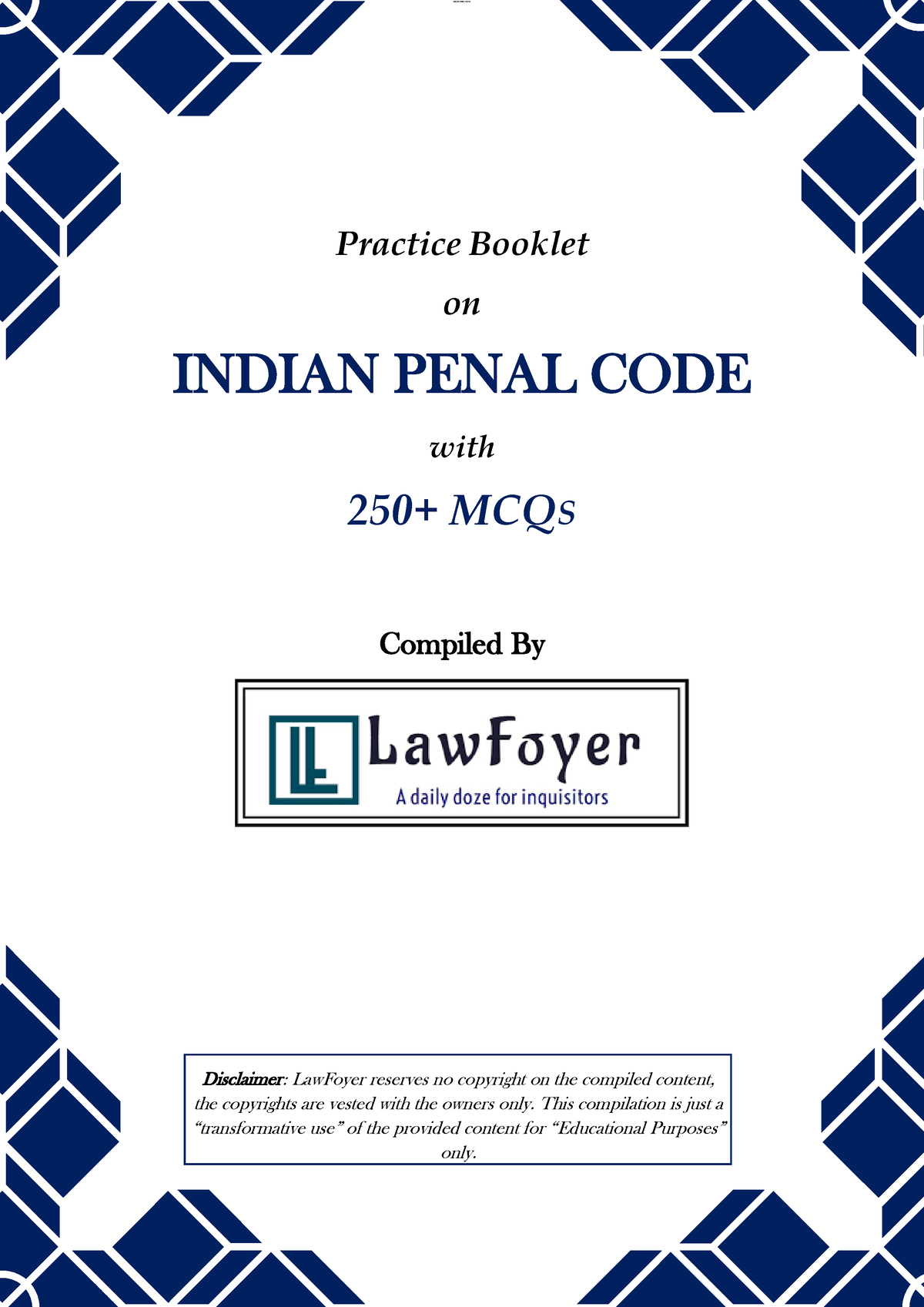 Indian Penal Code MCQ Booklet - LOMoAR CPSD| 14133740 Practice Booklet ...