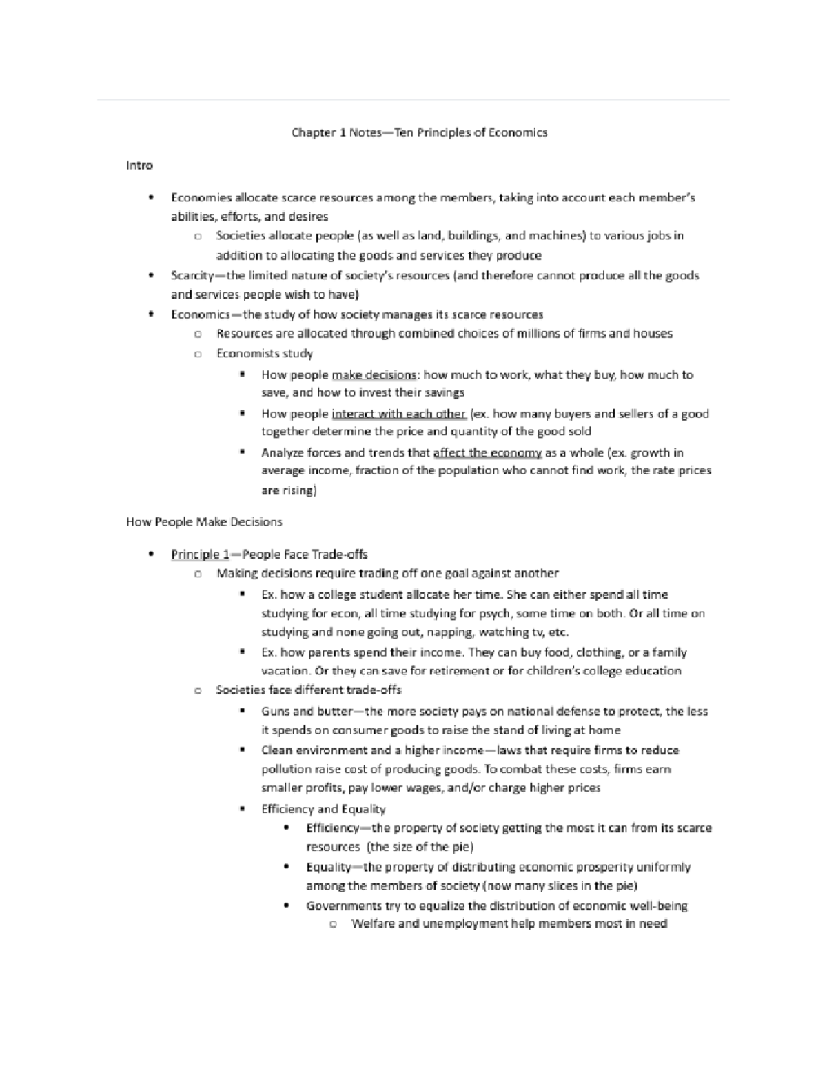 Notes All Ch Econ1101 Studocu