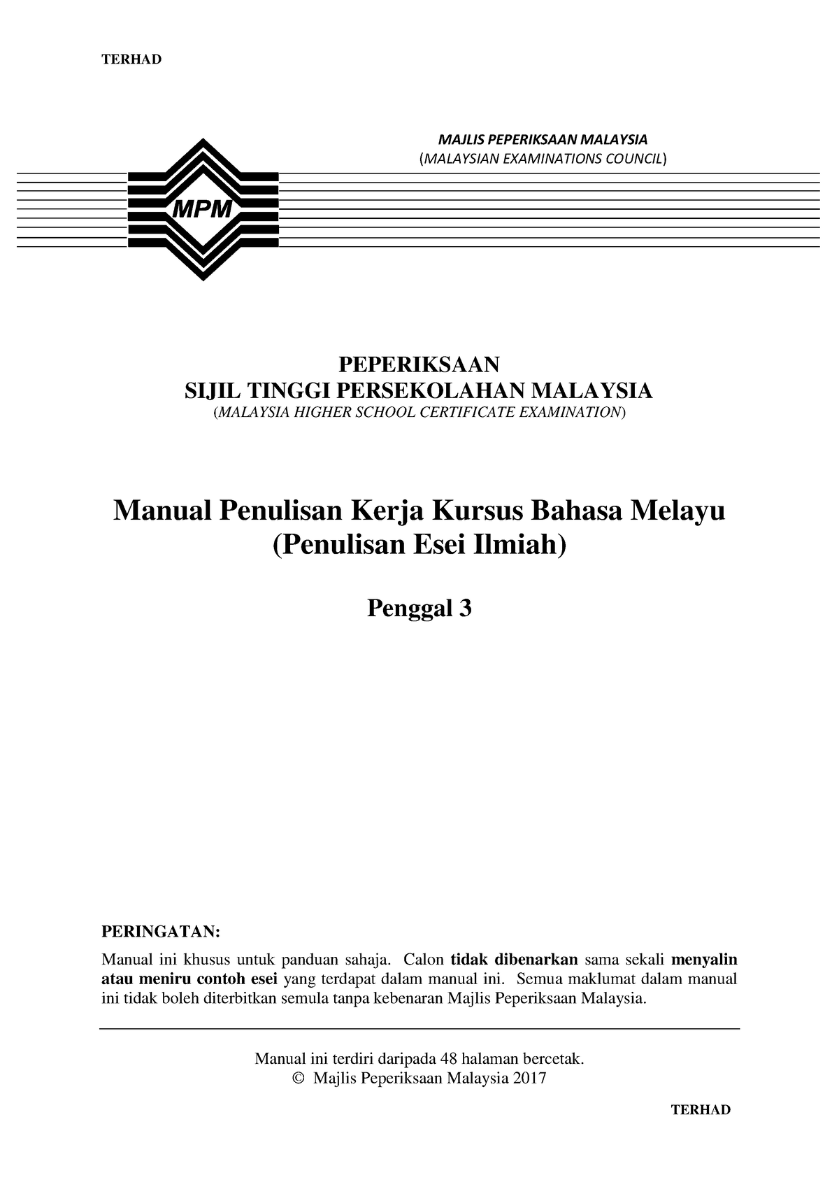 2.2 Manual Panduan Penulisan ESEI Ilmiah BM STPM - PEPERIKSAAN SIJIL ...