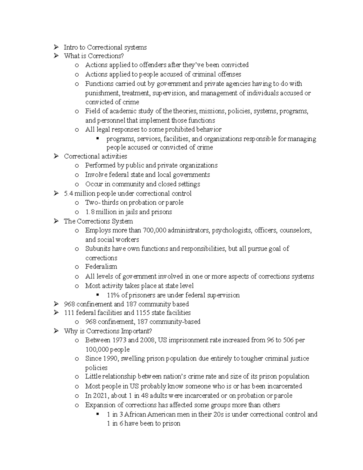 Into to Corrections - Introduction lecture notes to correctional ...