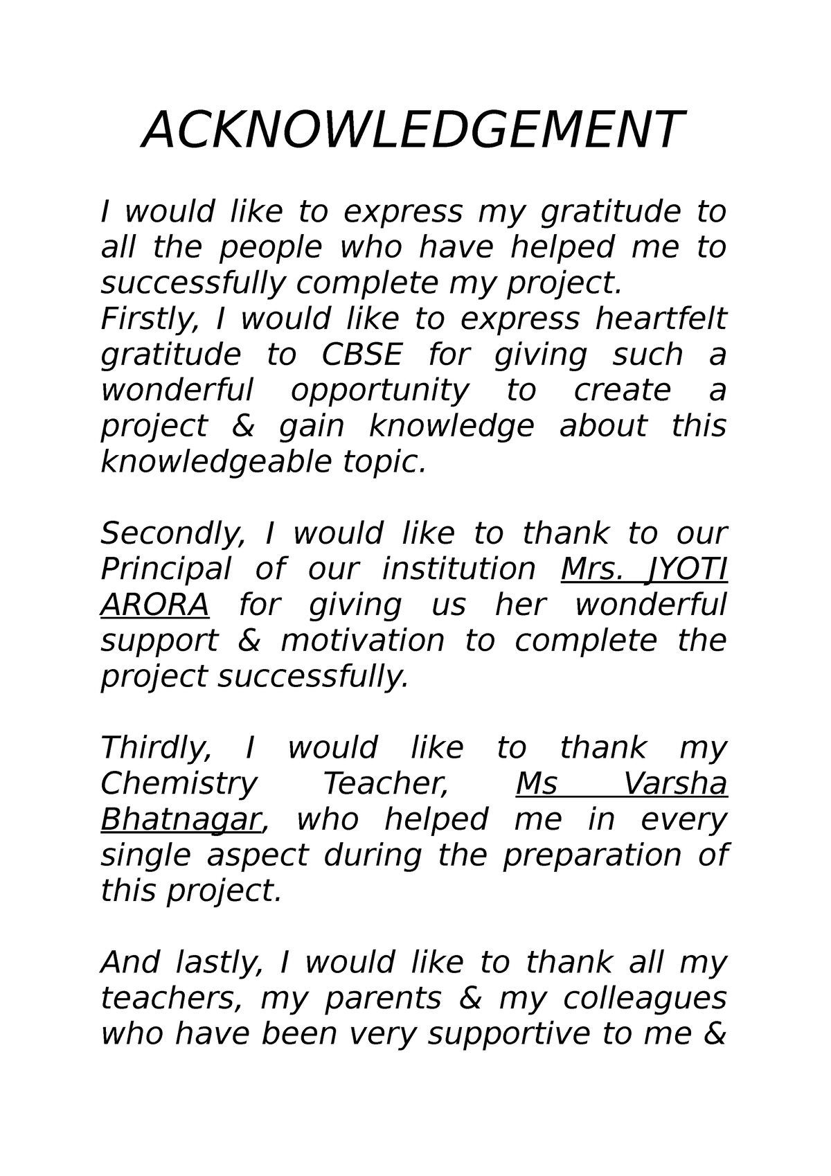 Acknowledgement For Project In English Class 9 12 Ack - vrogue.co