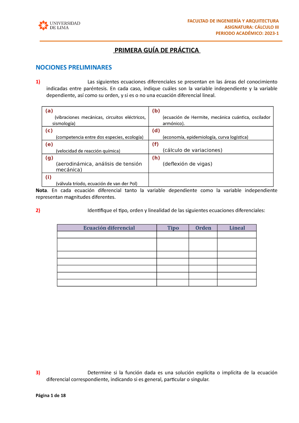 Guia N01 - APUNTES - PRIMERA GUÍA DE PRÁCTICA NOCIONES PRELIMINARES Las ...