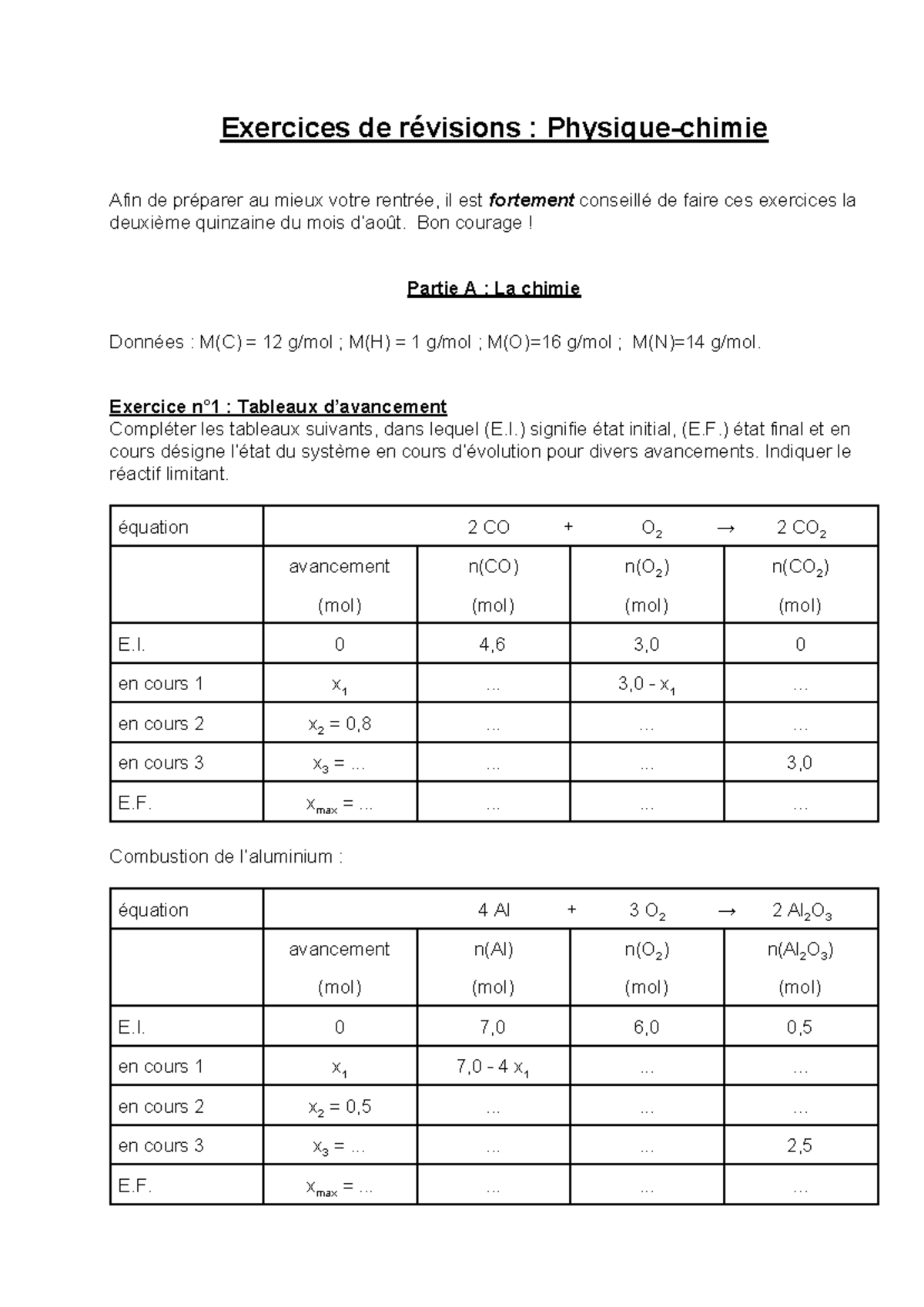 Exercices De Re Visions Pc Ts Exercices De R Visions Physique