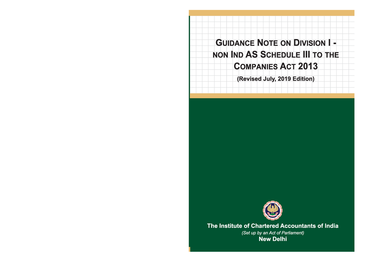 Schedule III Division 1 GUIDANCE NOTE ON DIVISION I NON IND AS