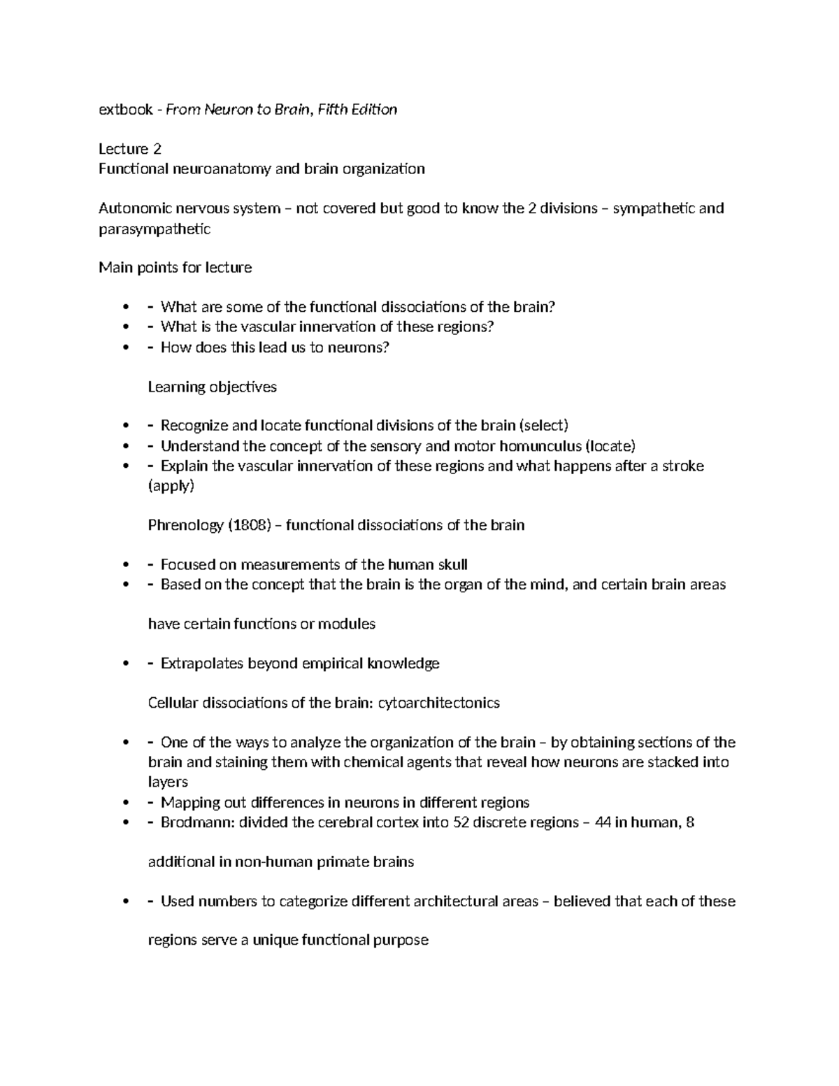 2201 NEUR Notes - extbook - From Neuron to Brain, Fifth Edition Lecture ...