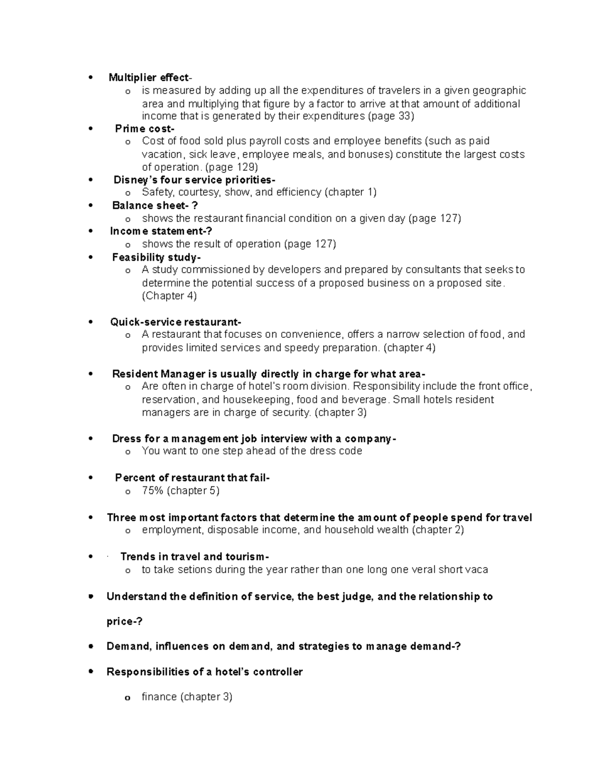 Intro to Lodging Study Guide - Multiplier effect- o is measured by ...