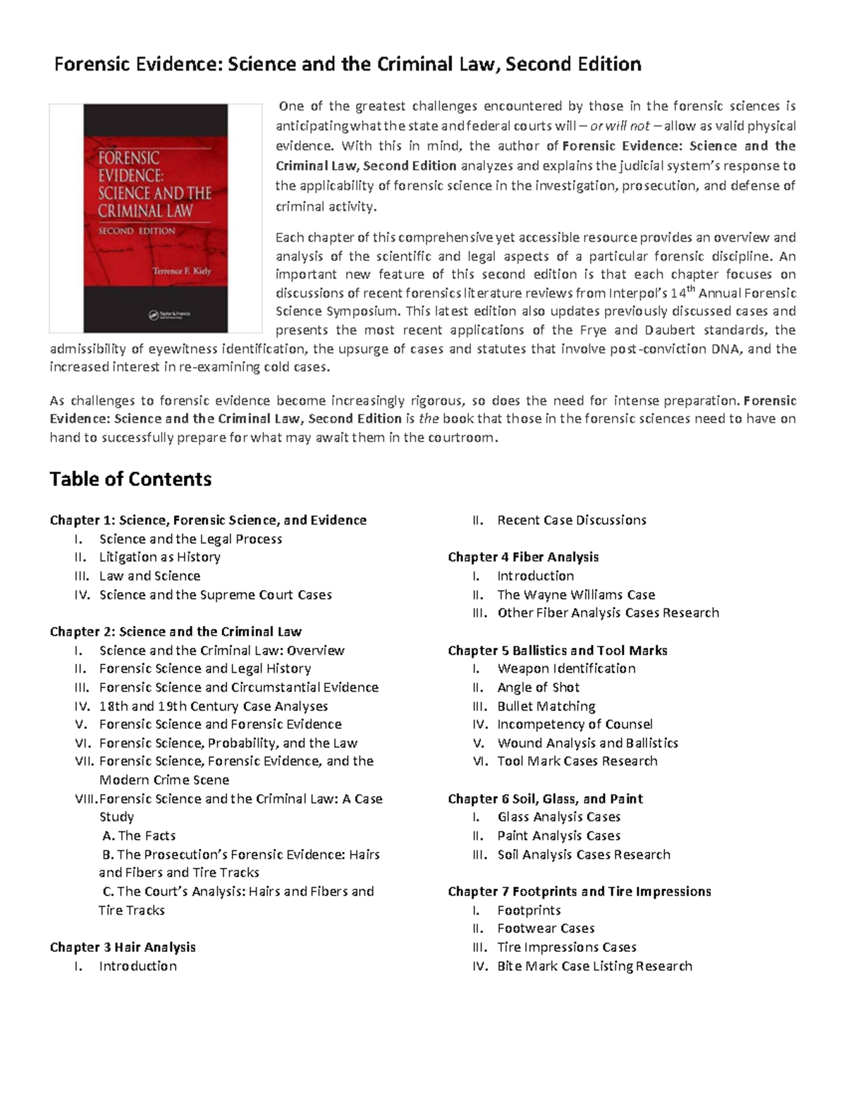Forensic Evidence - Bibliografía obligatoria para parcial - Forensic ...