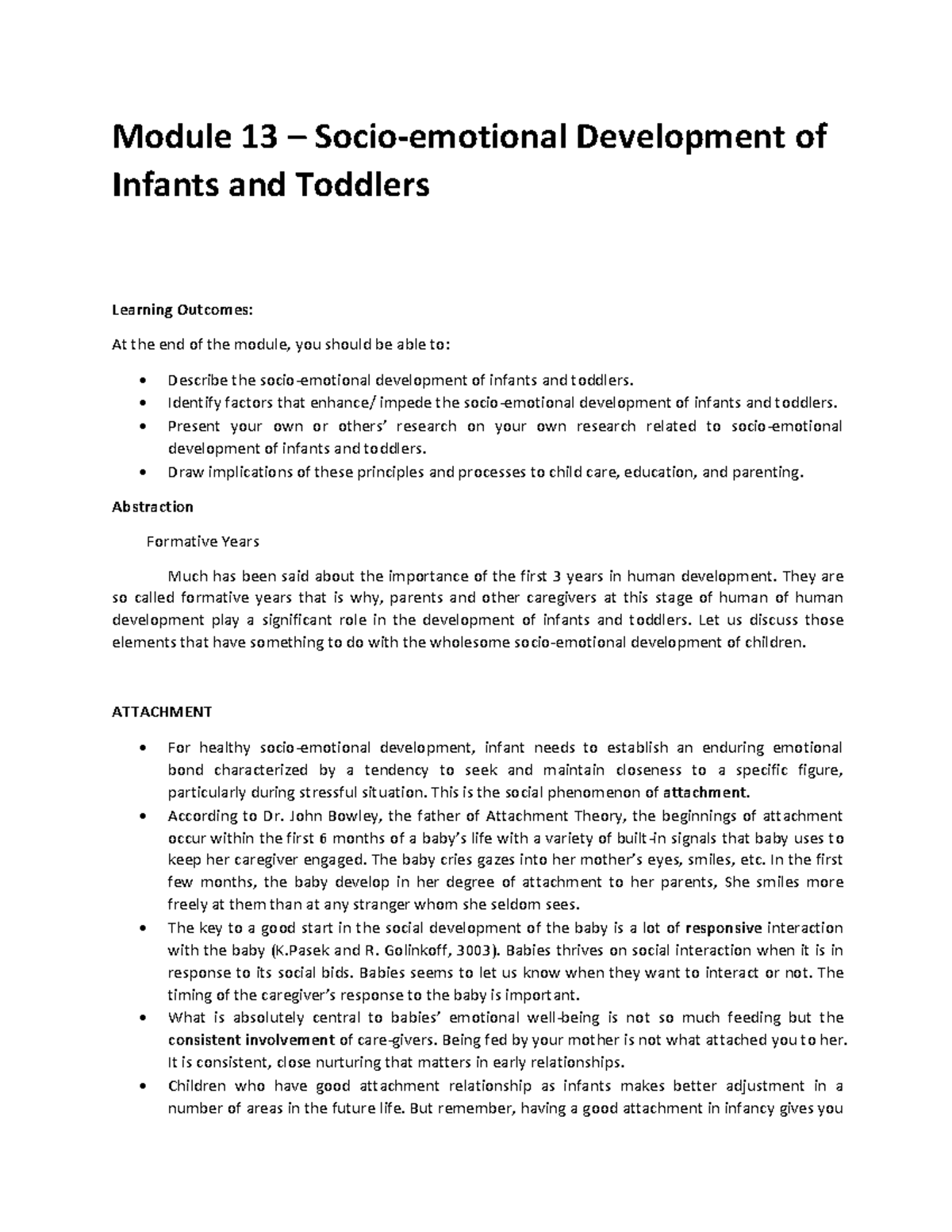 Module 13 cognitive development best sale of infants and toddlers