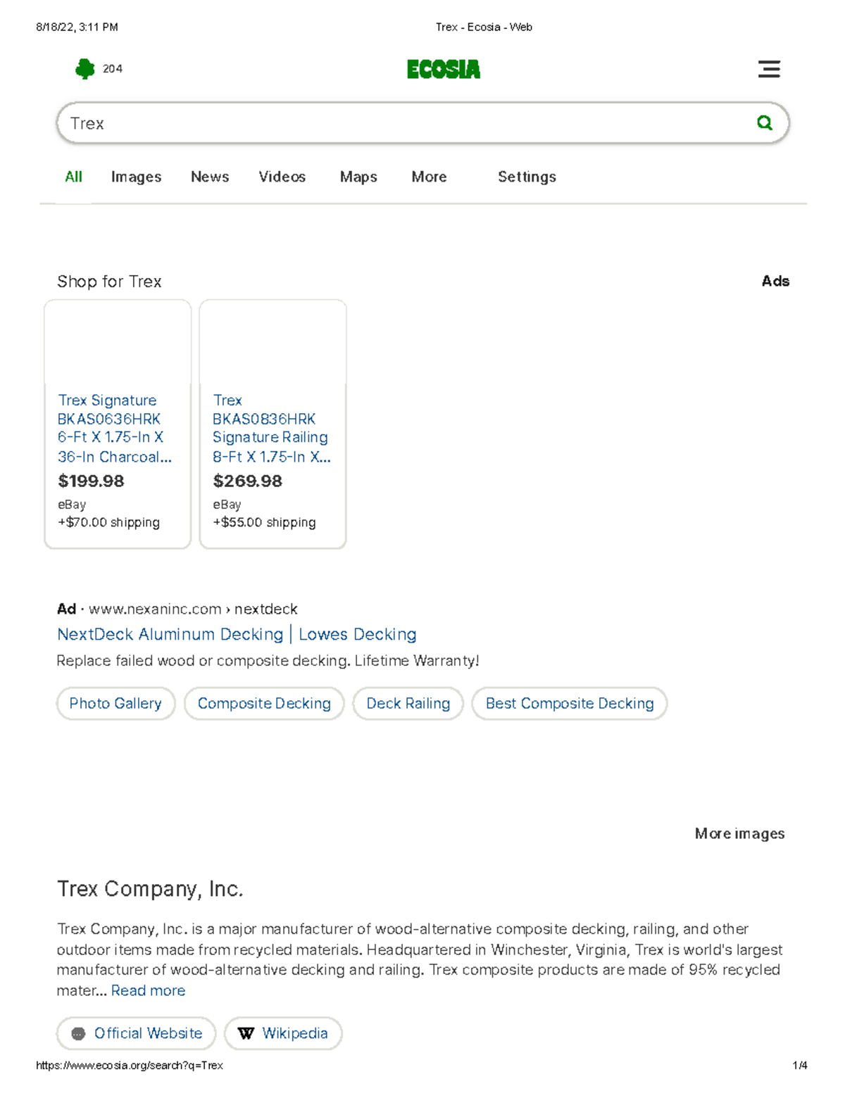 Trex Ecosia  Coursework Only Replace failed wood or