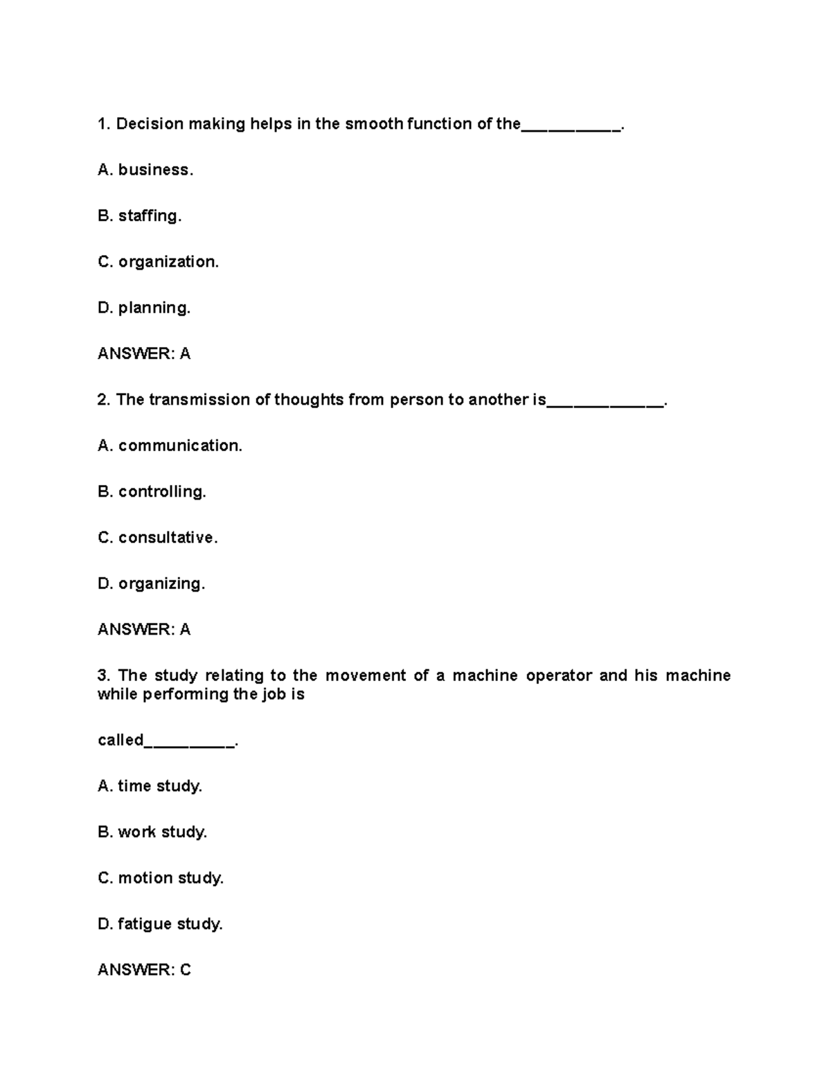 15 MCQS principles management - Decision making helps in the smooth ...