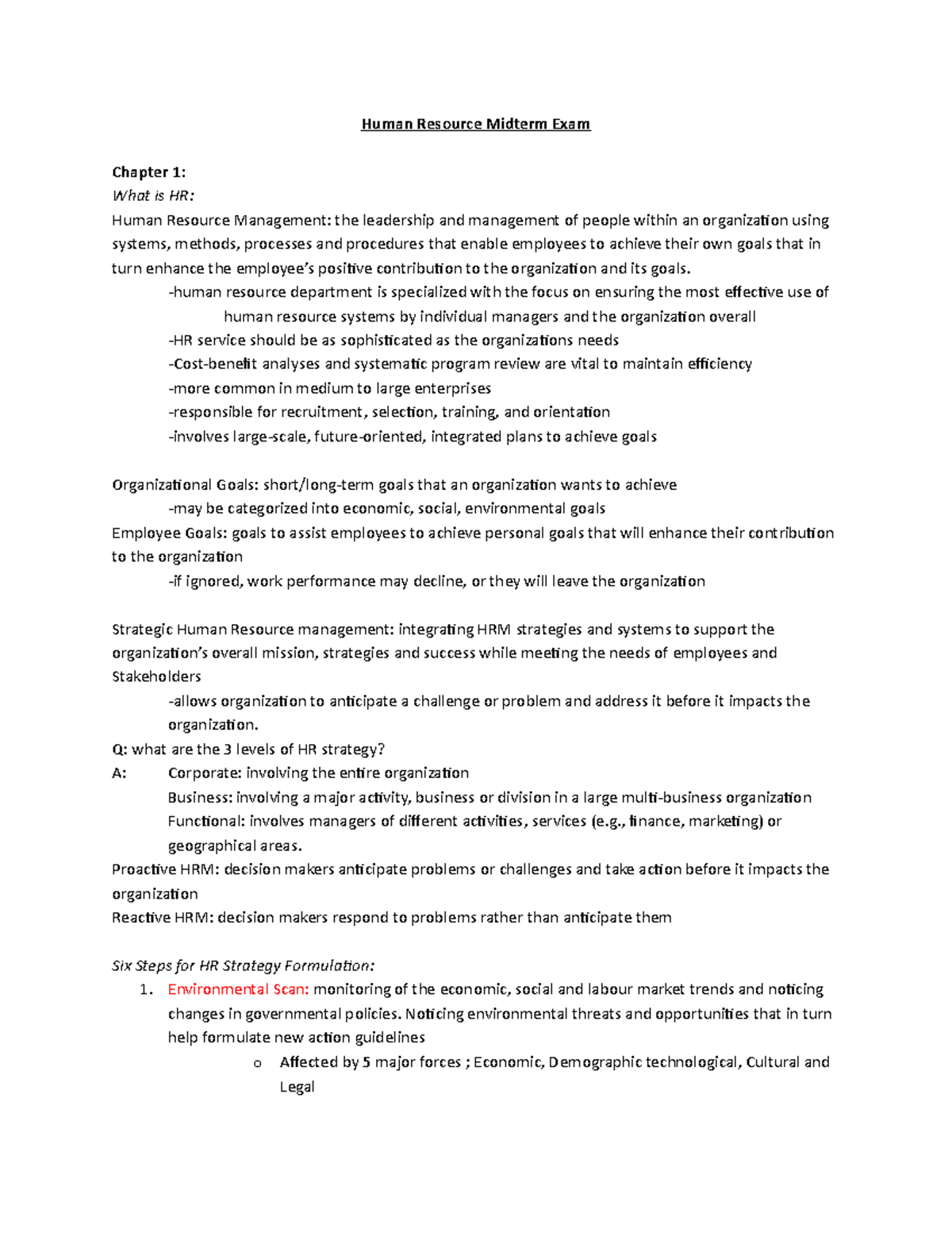 Human Resource Midterm Exam Human Resource Midterm Exam Chapter 1