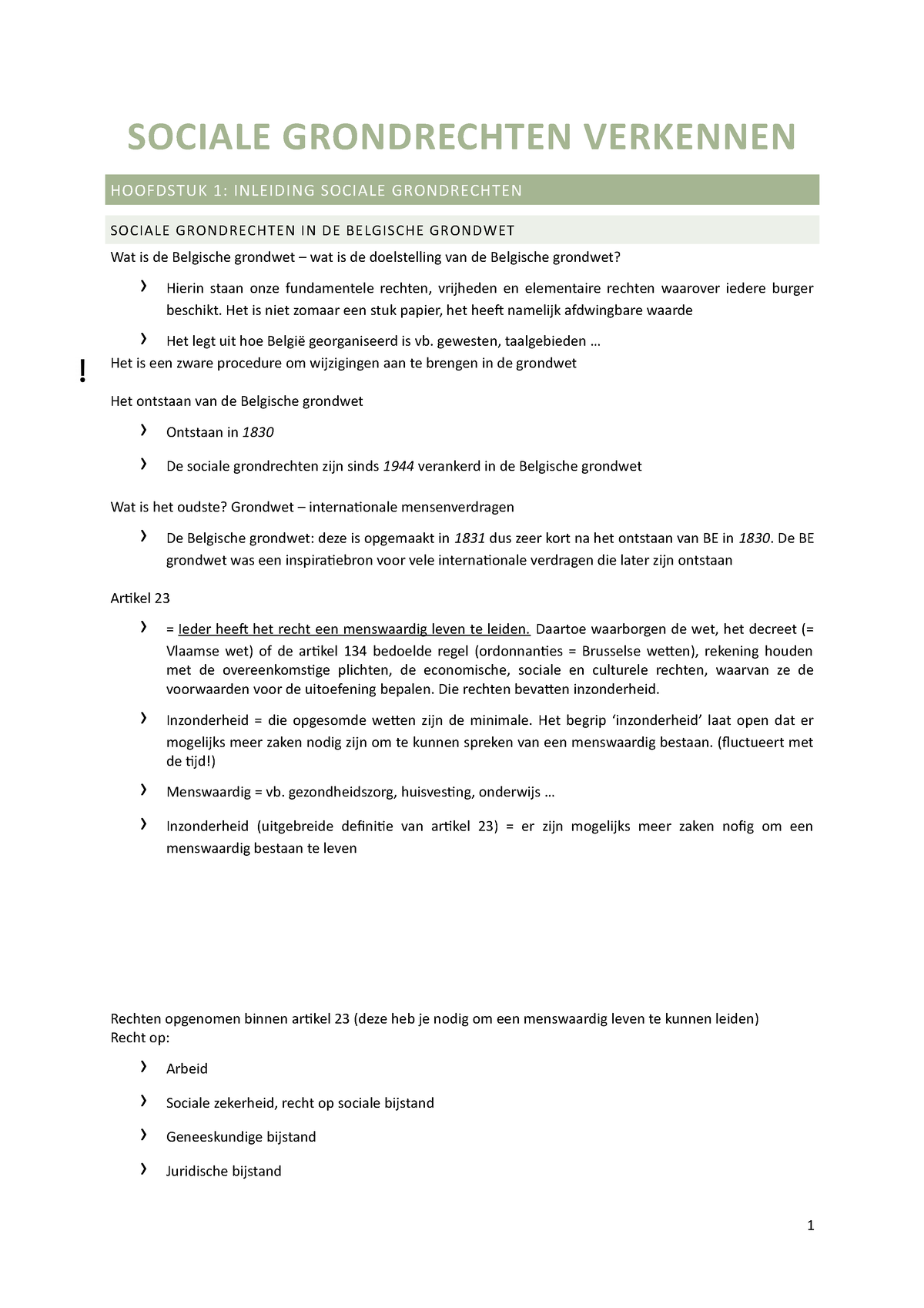 Samenvatting Sociale Grondrechten Verkennen - SOCIALE GRONDRECHTEN ...