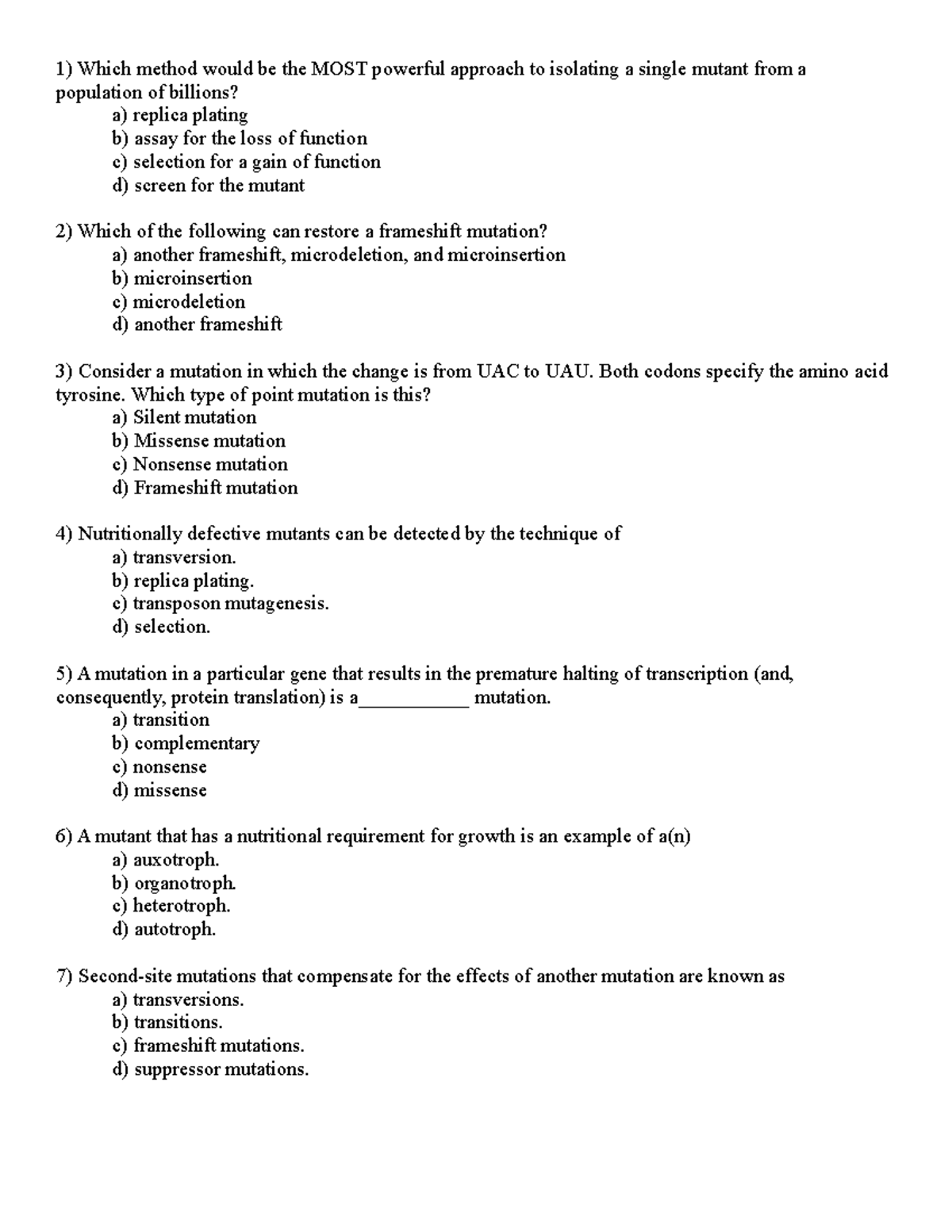 BMSC 210 Practise Questions Midterm 2 - Which method would be the MOST ...