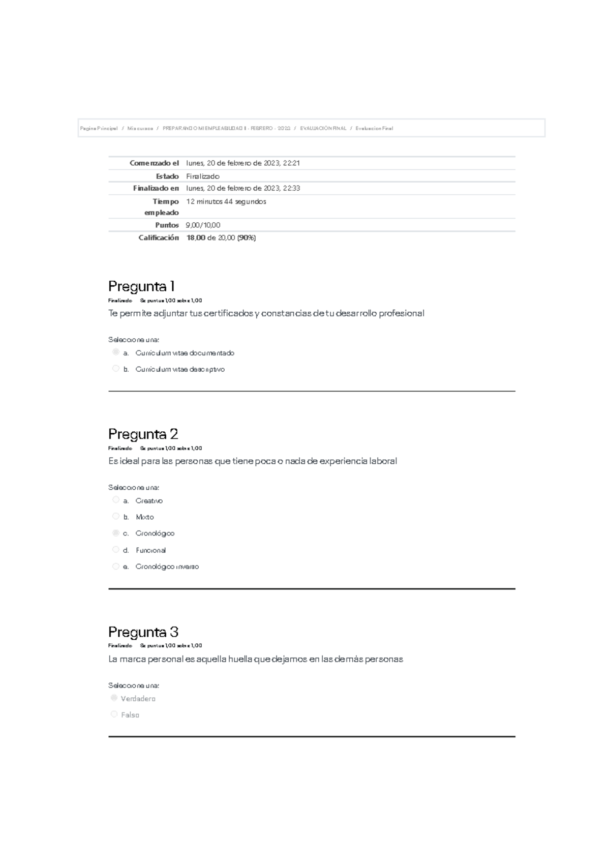Evaluación Final Revisión Del Intento 2 - Página Principal / Mis Cursos ...