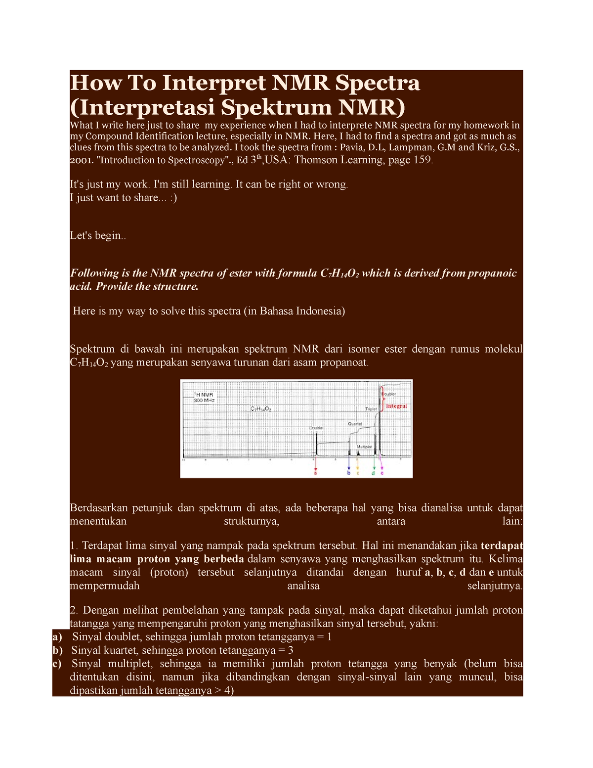 How To Interpret Nmr Spectra How To Interpret Nmr Spectra