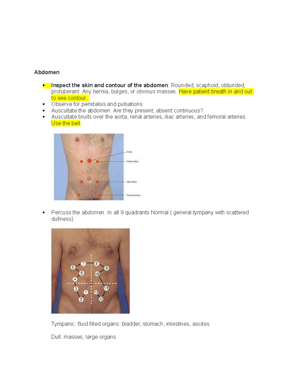 Advancephysicalassessment - Abdomen Inspect the skin and contour of the ...