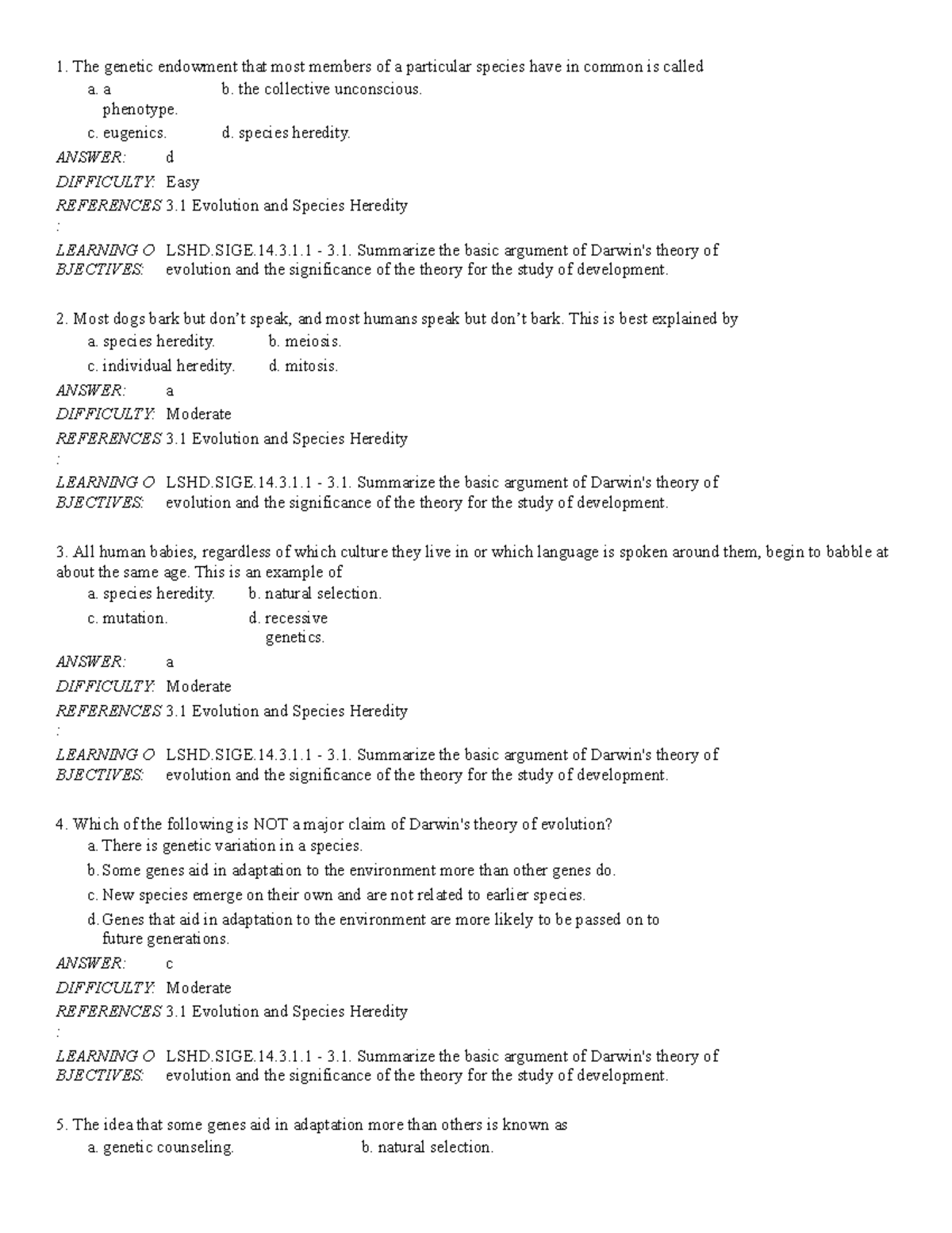 Chapter 03 Genes Environment and Development The endowment