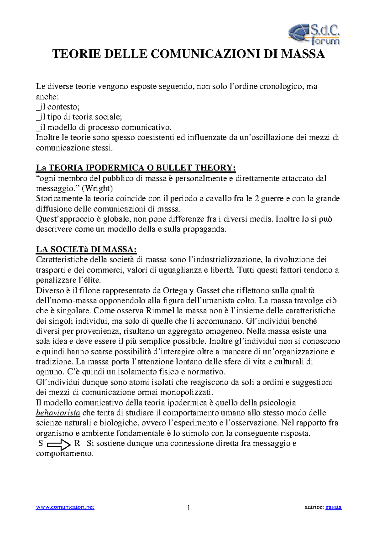 Le Teorie Delle Comunicazioni Di Massa E La Sfida Digitale