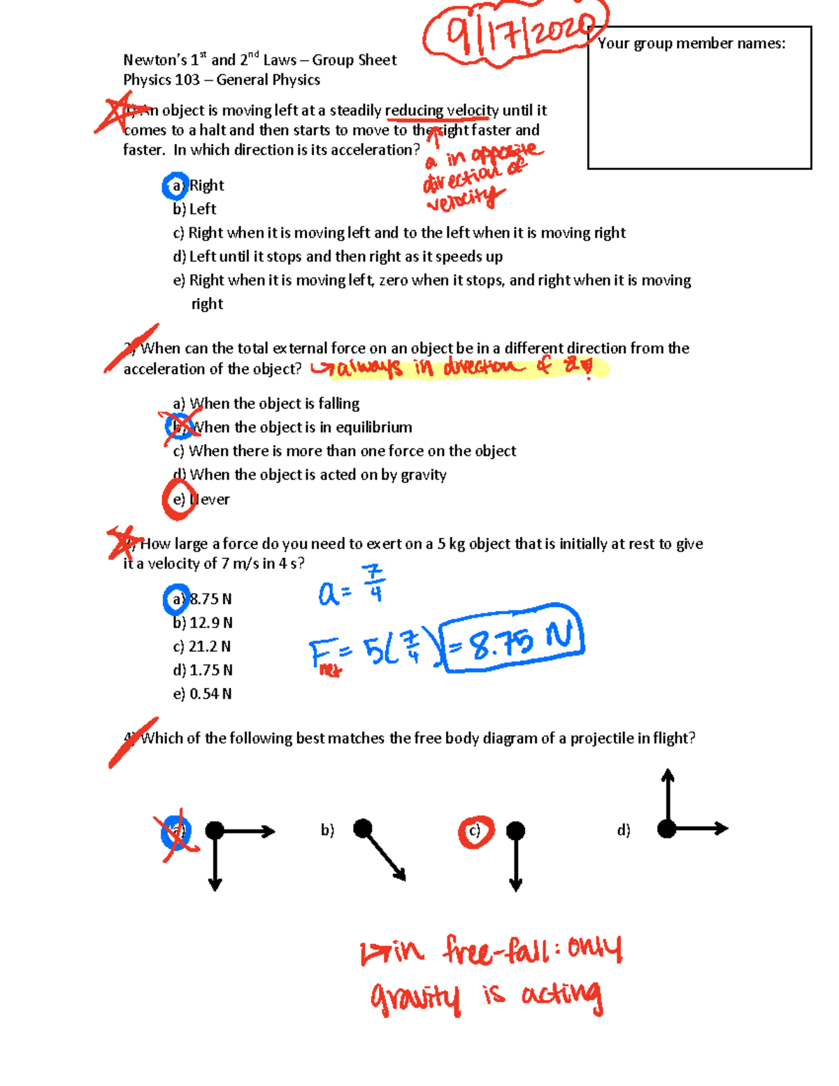 103+Discussion+05+-+1st+and+2nd+laws - Newton’s 1st and 2nd Laws ...