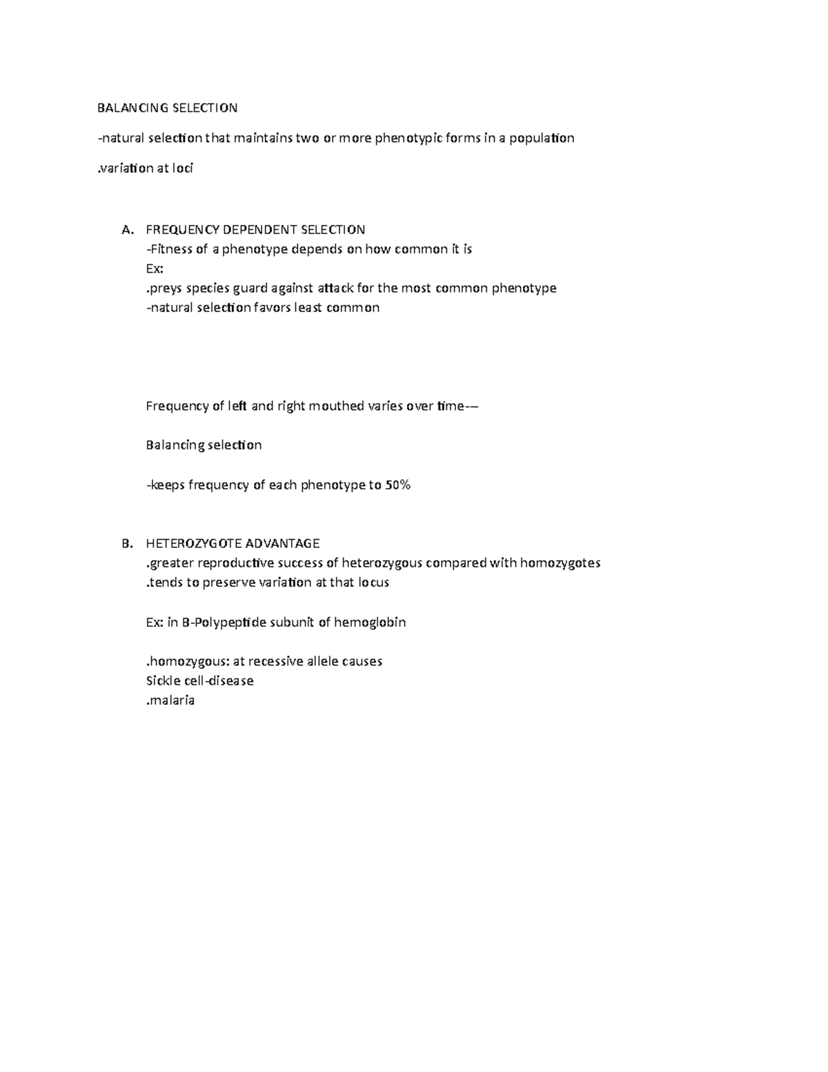 23.4.4 Balancing Selection BALANCING SELECTION natural selection