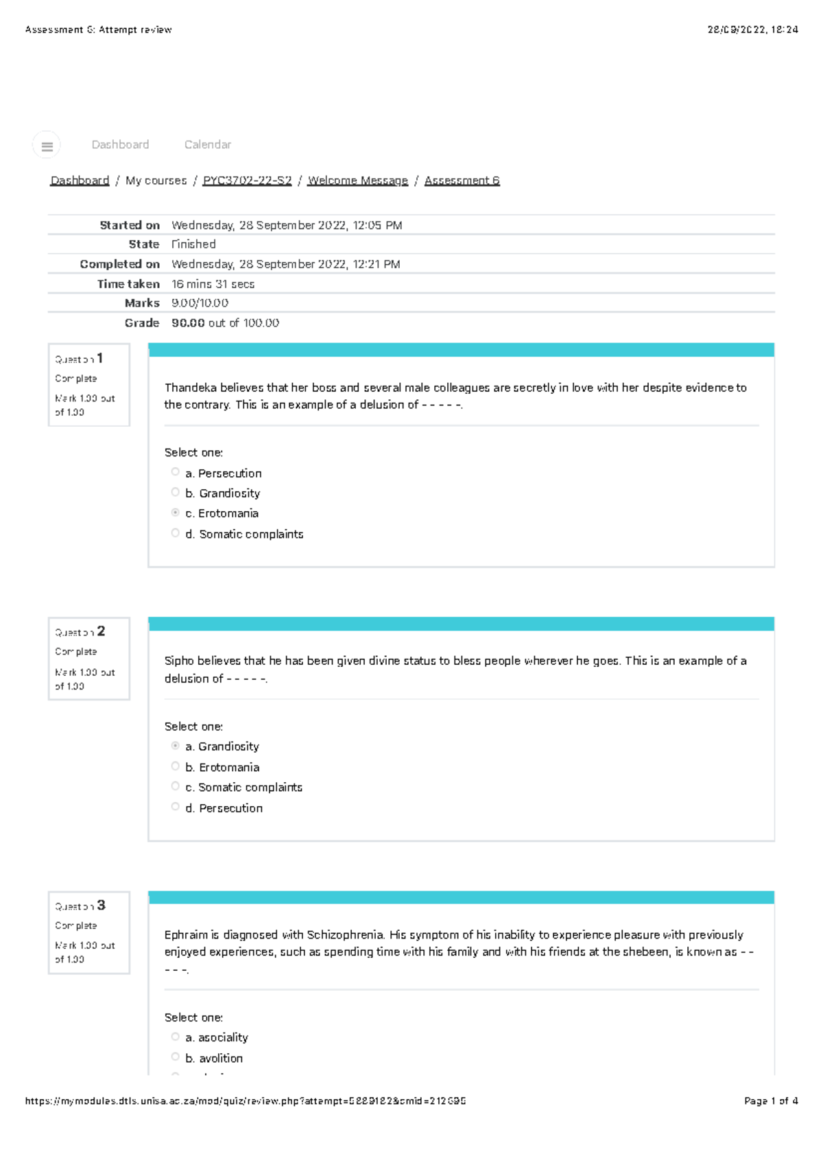 2022 PYC3702 Semester 2 Assignment 6 Answers - Question 1 Complete Mark ...