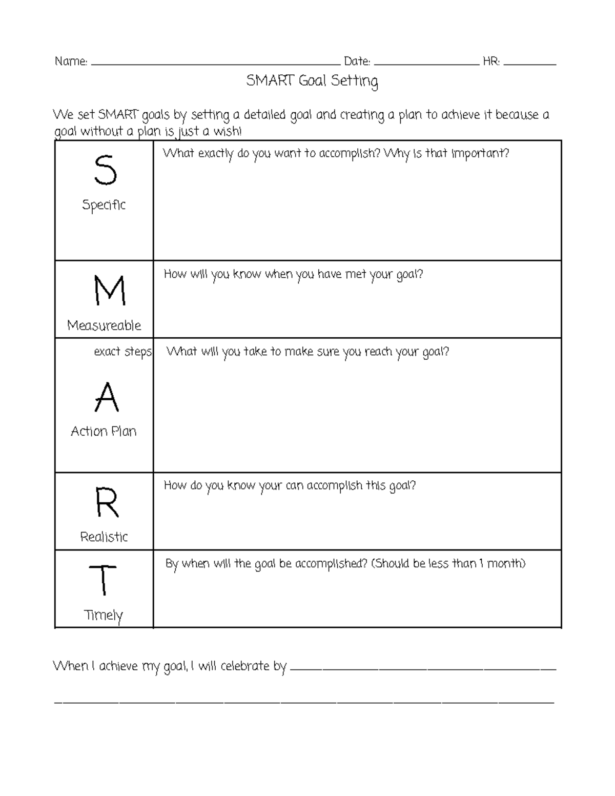 Hezekiah Dawkins - Smartgoal Setting Worksheet-1 - Name