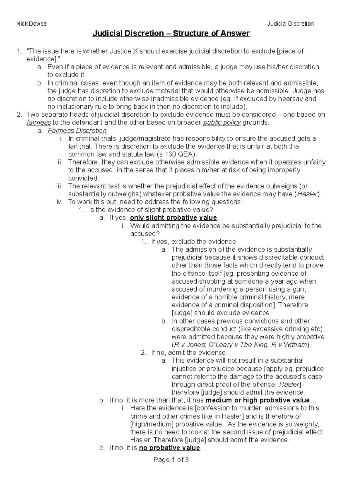 Judicial Discretion - Nick Dowse Judicial Discretion Judicial ...