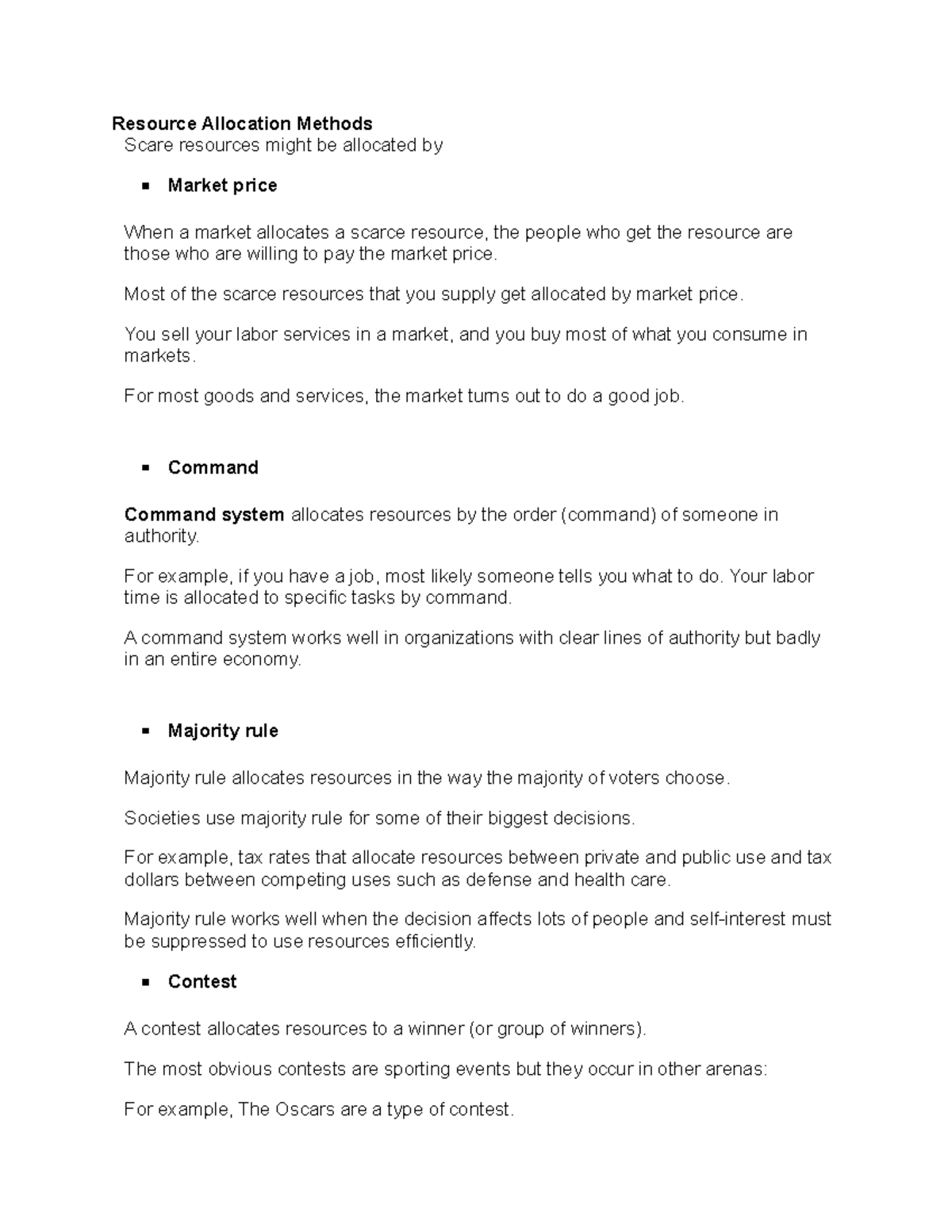 Edcon 251 chap 5 - summary - Microeconomics - Resource Allocation ...