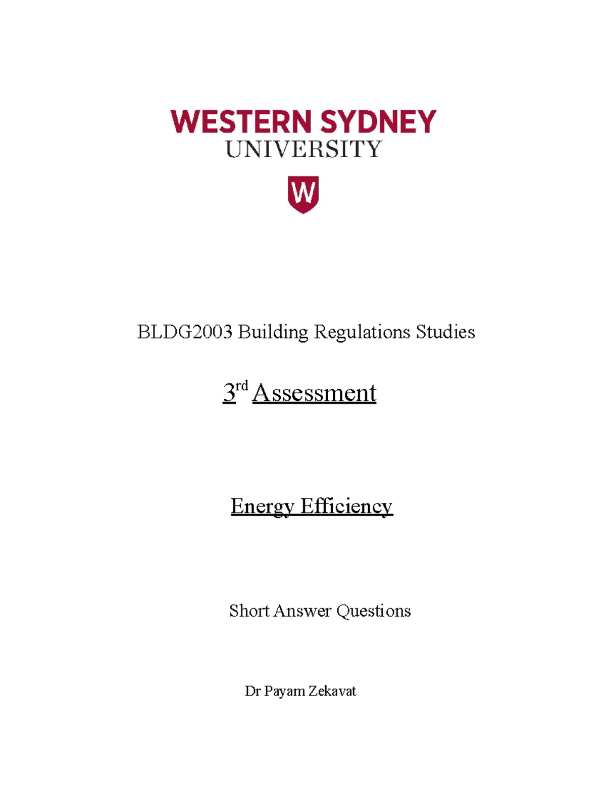 Building Regulations Studies Assignment 3 BLDG2003 Building