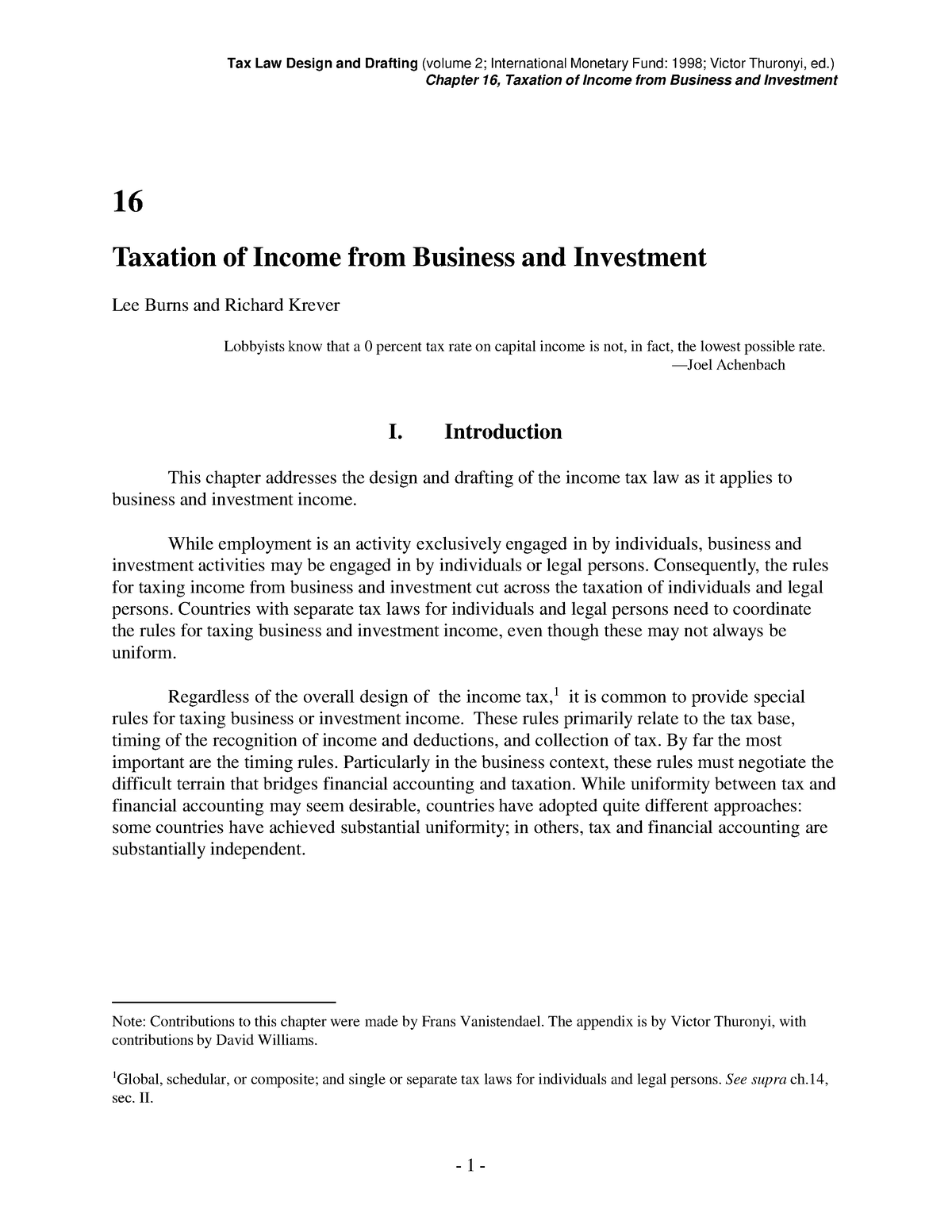 Ch16 - Reference - Chapter 16, Taxation Of Income From Business And ...