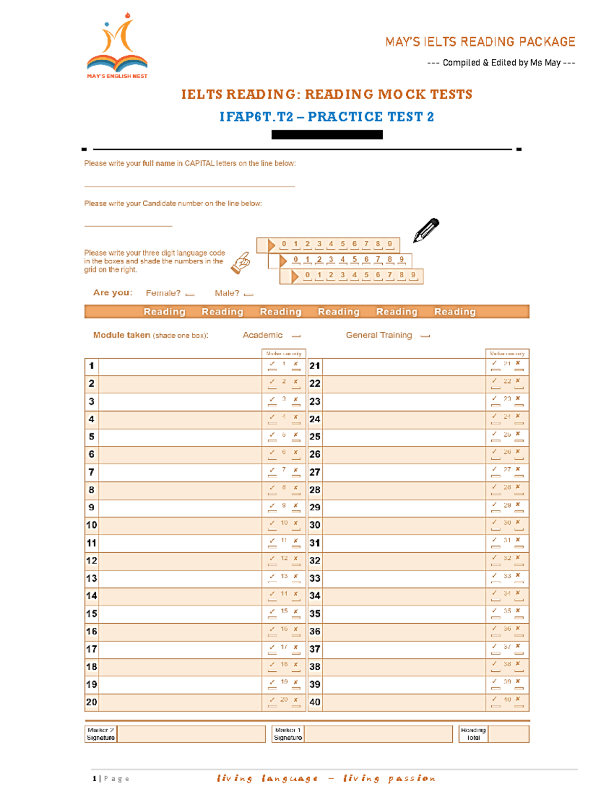 Answer IL Ielts Reading Test Test 2 IFAP6T - Tiếng anh B2 - Compiled ...