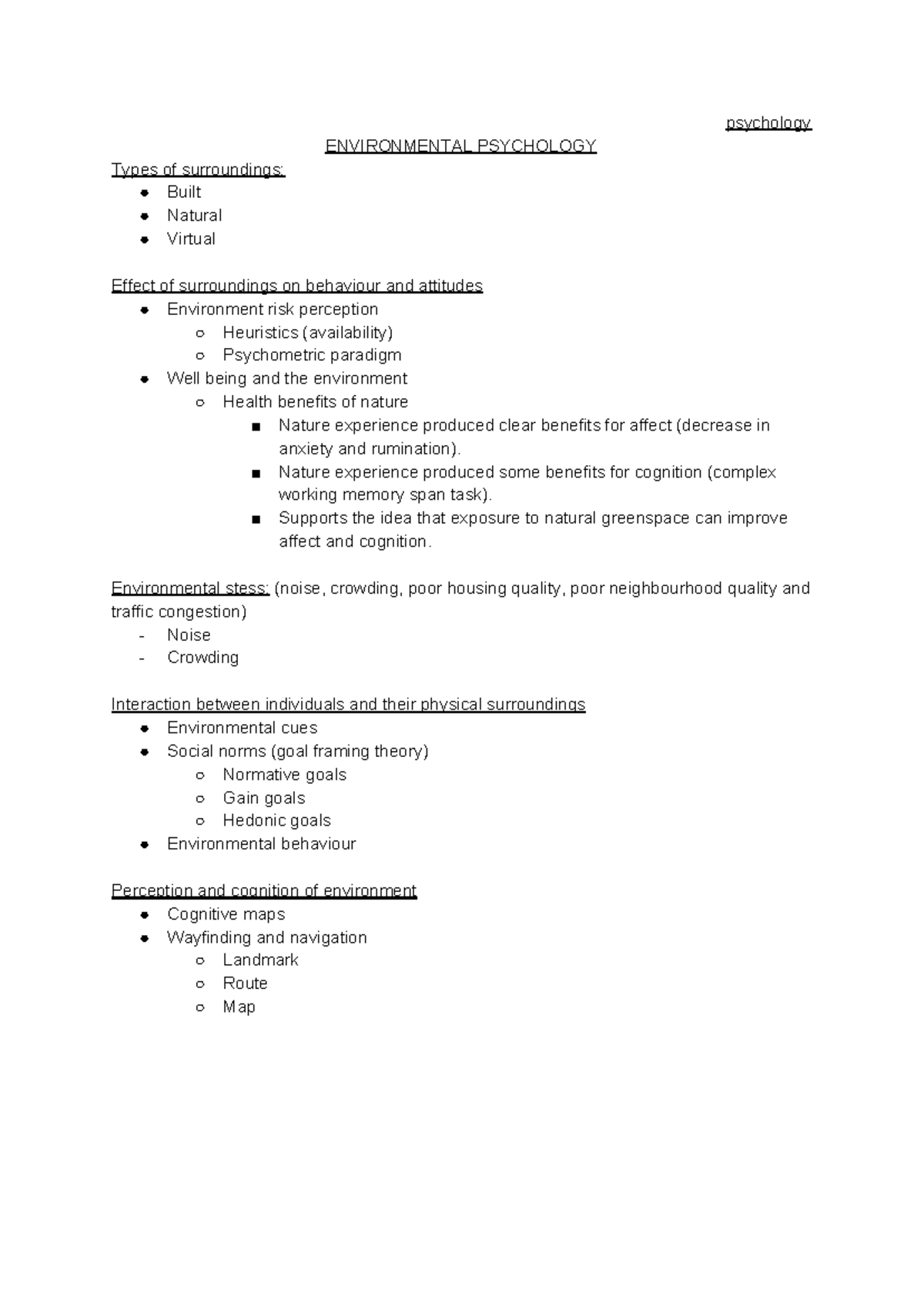 Environmental Psychology Psychology ENVIRONMENTAL PSYCHOLOGY Types Of 