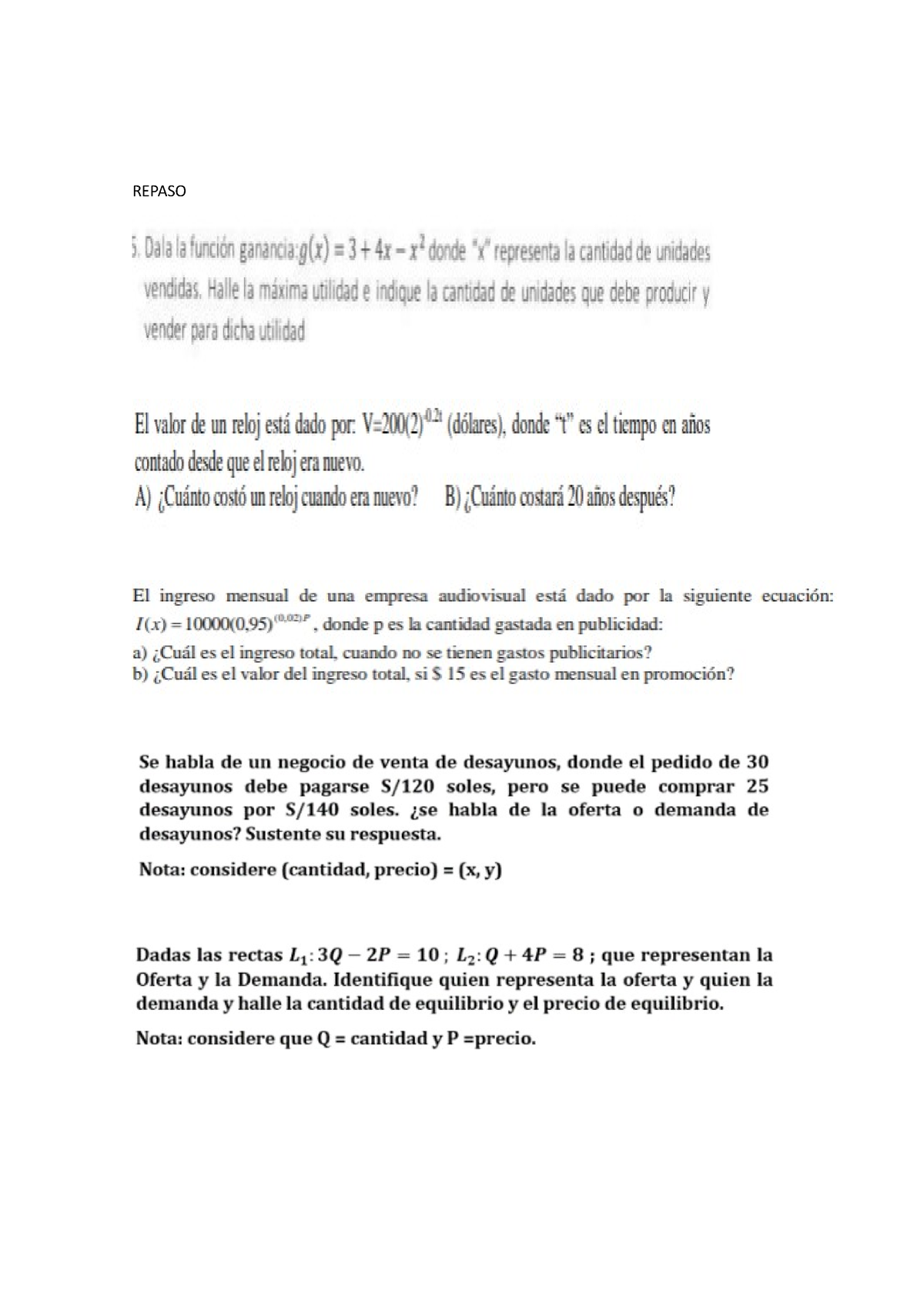 Repaso DE Matematica PARA LOS Negocios I - Matematica Financiera ...